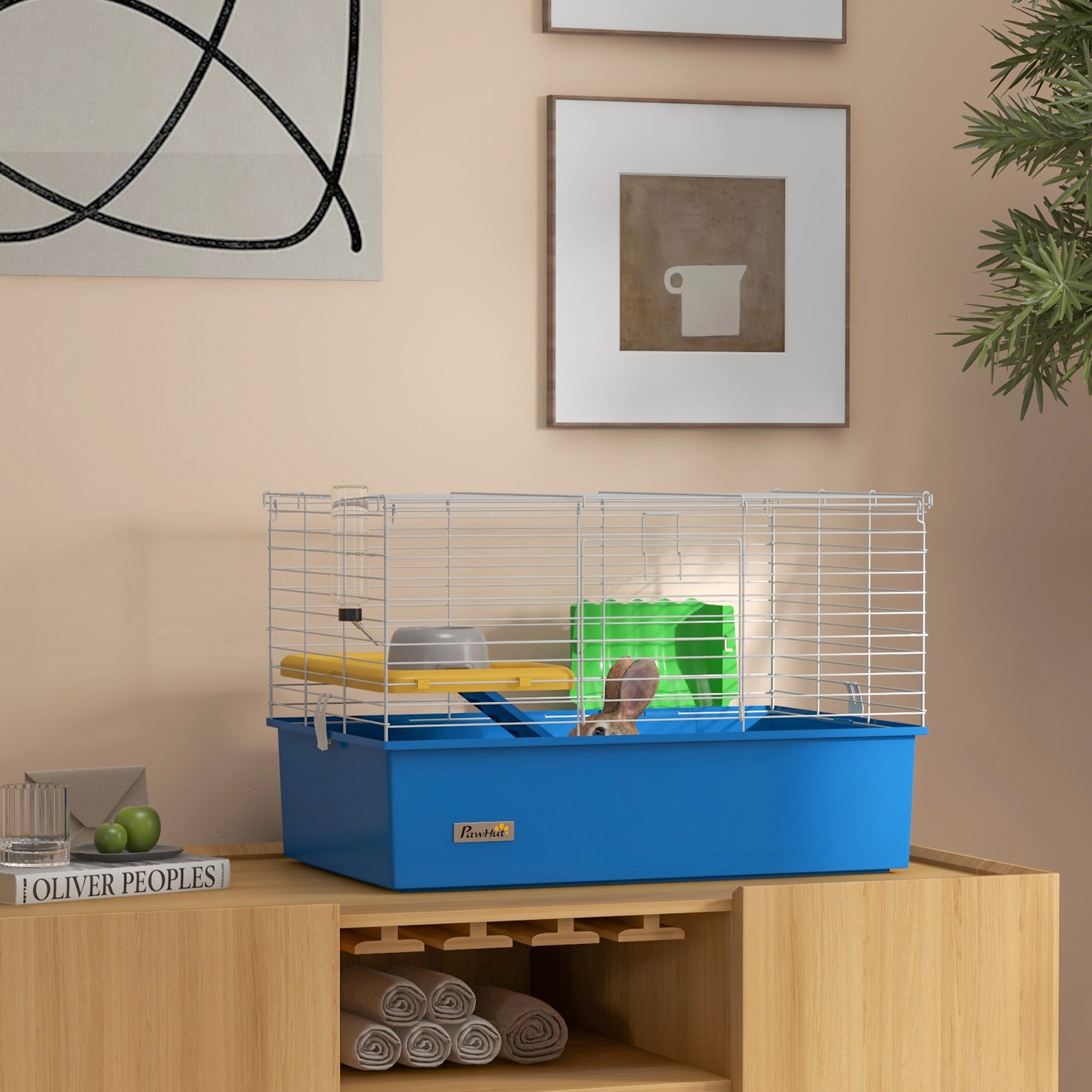 Gaiola para Animais Pequenos 71x46x47 cm Branco e Azul