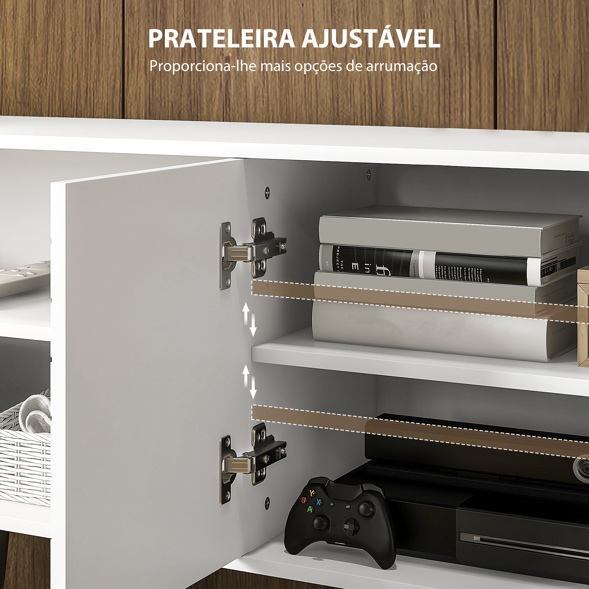 Móvel de TV Branco 145x38x65 cm - Estilo Moderno