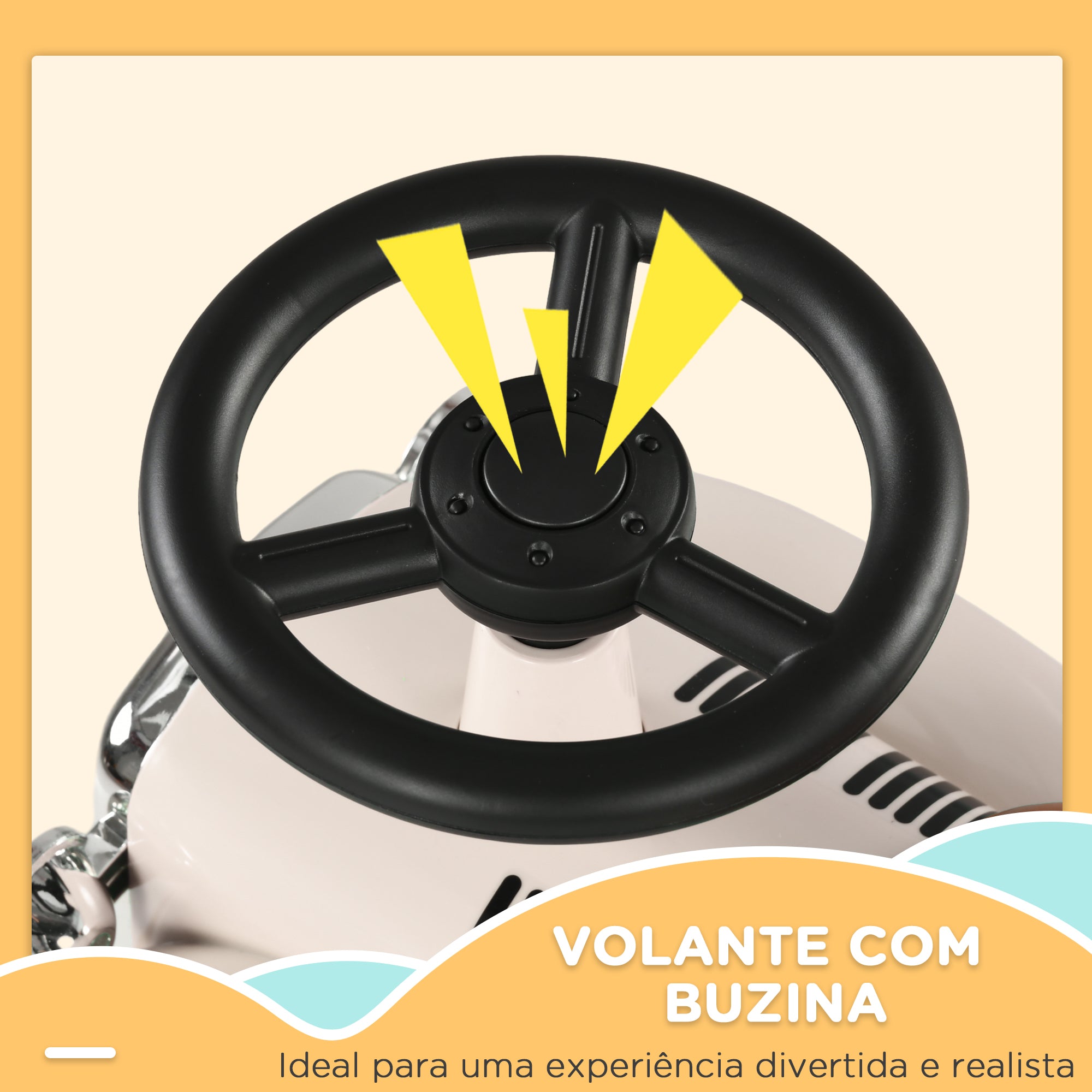 Carro Andador sem Pedais 58x27x35 cm - Cor Creme Branco