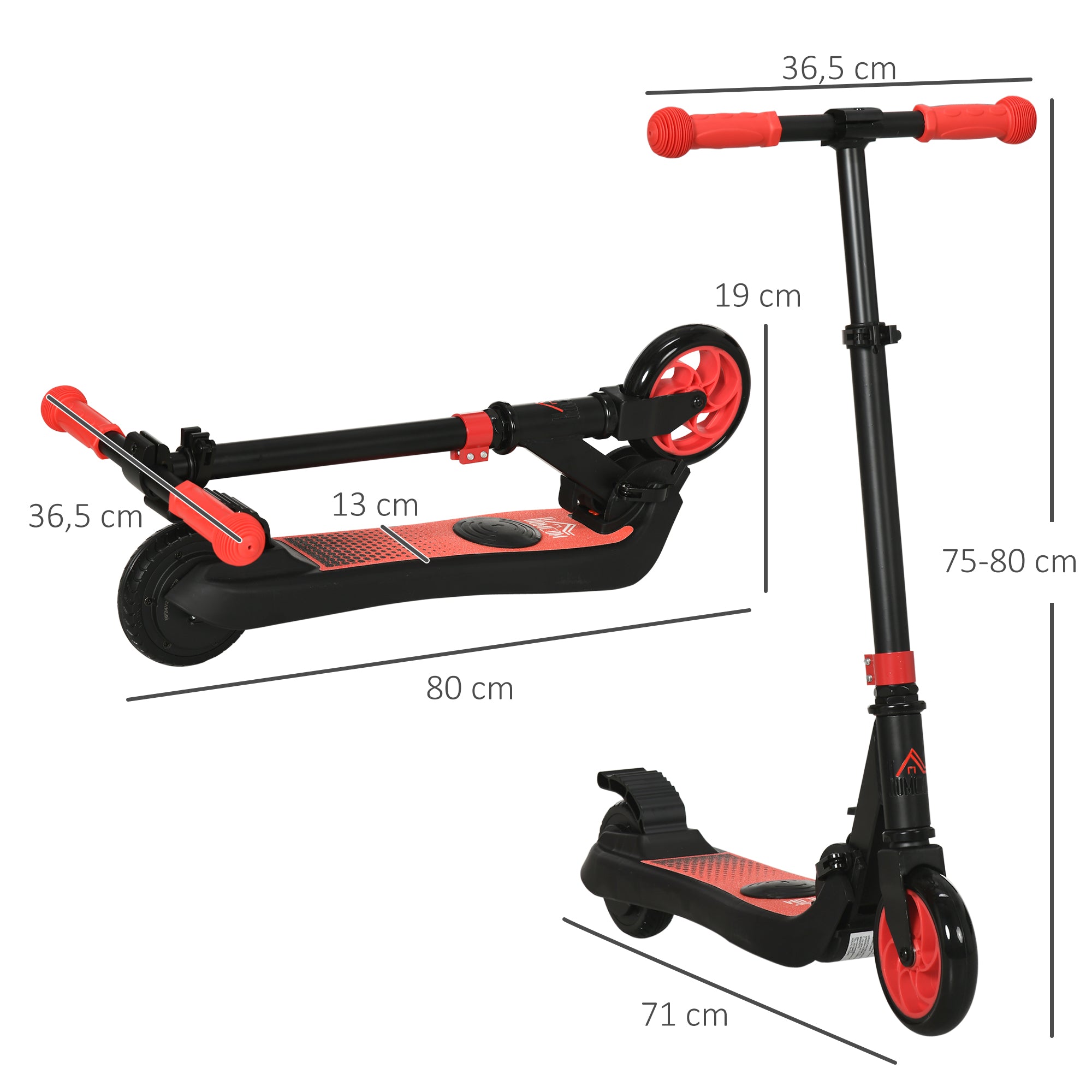 Trotinete Elétrica Dobrável 71x36.5x80cm Vermelho
