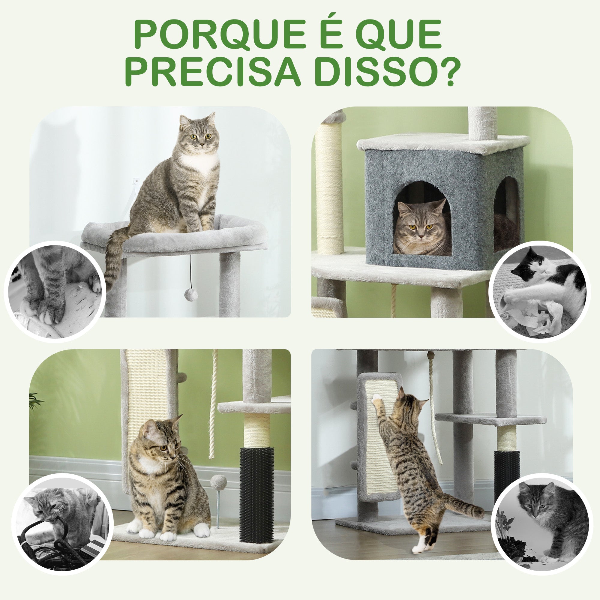 Arranhador para Gatos Grande Cinzento 55x44x132 cm