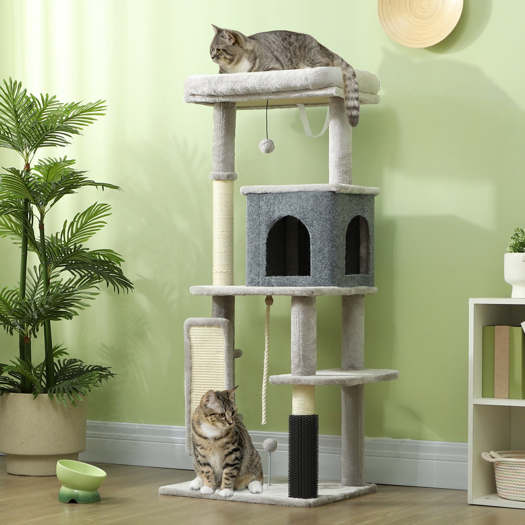 Arranhador para Gatos Grande Cinzento 55x44x132 cm