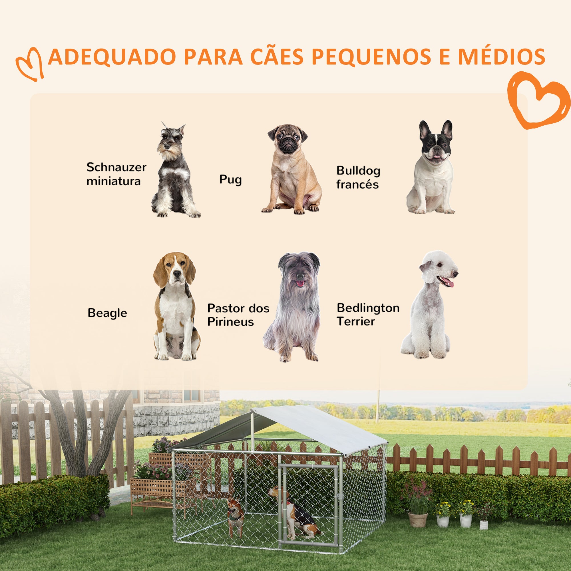 Canil Exterior para Cães Médios Prata 200x200x150 cm