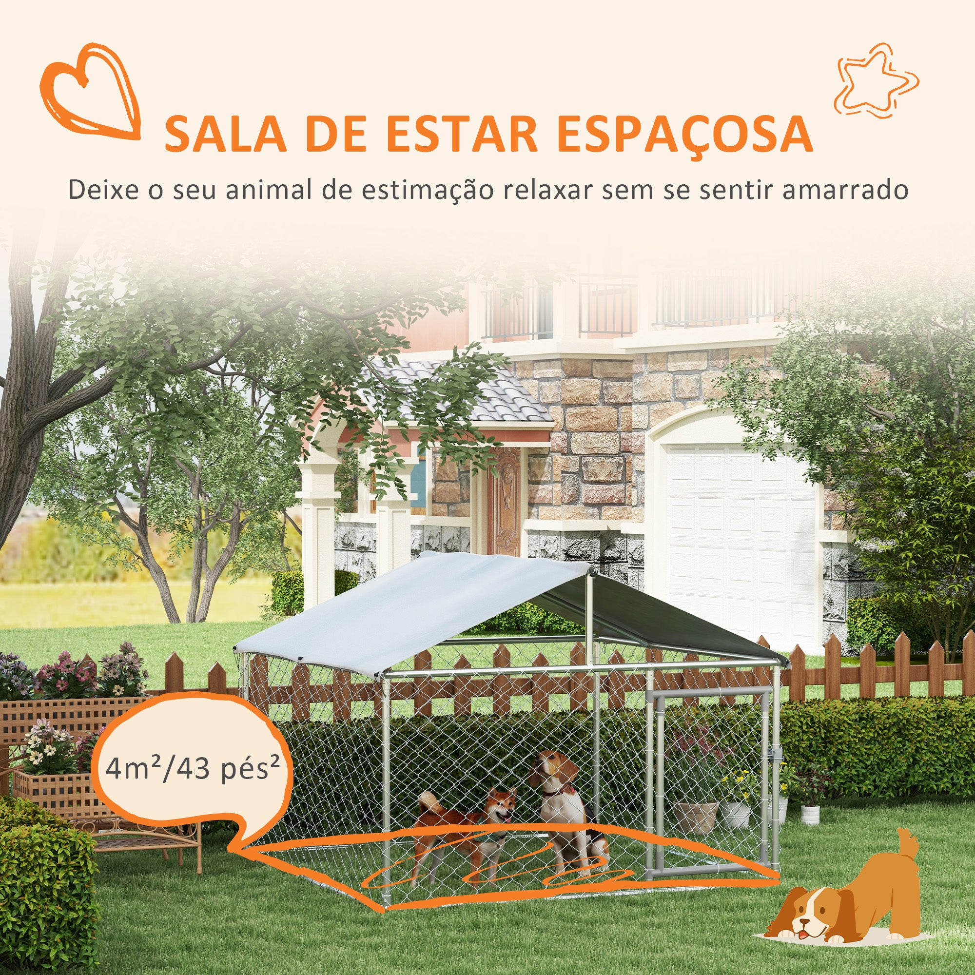 Canil Exterior para Cães Médios Prata 200x200x150 cm