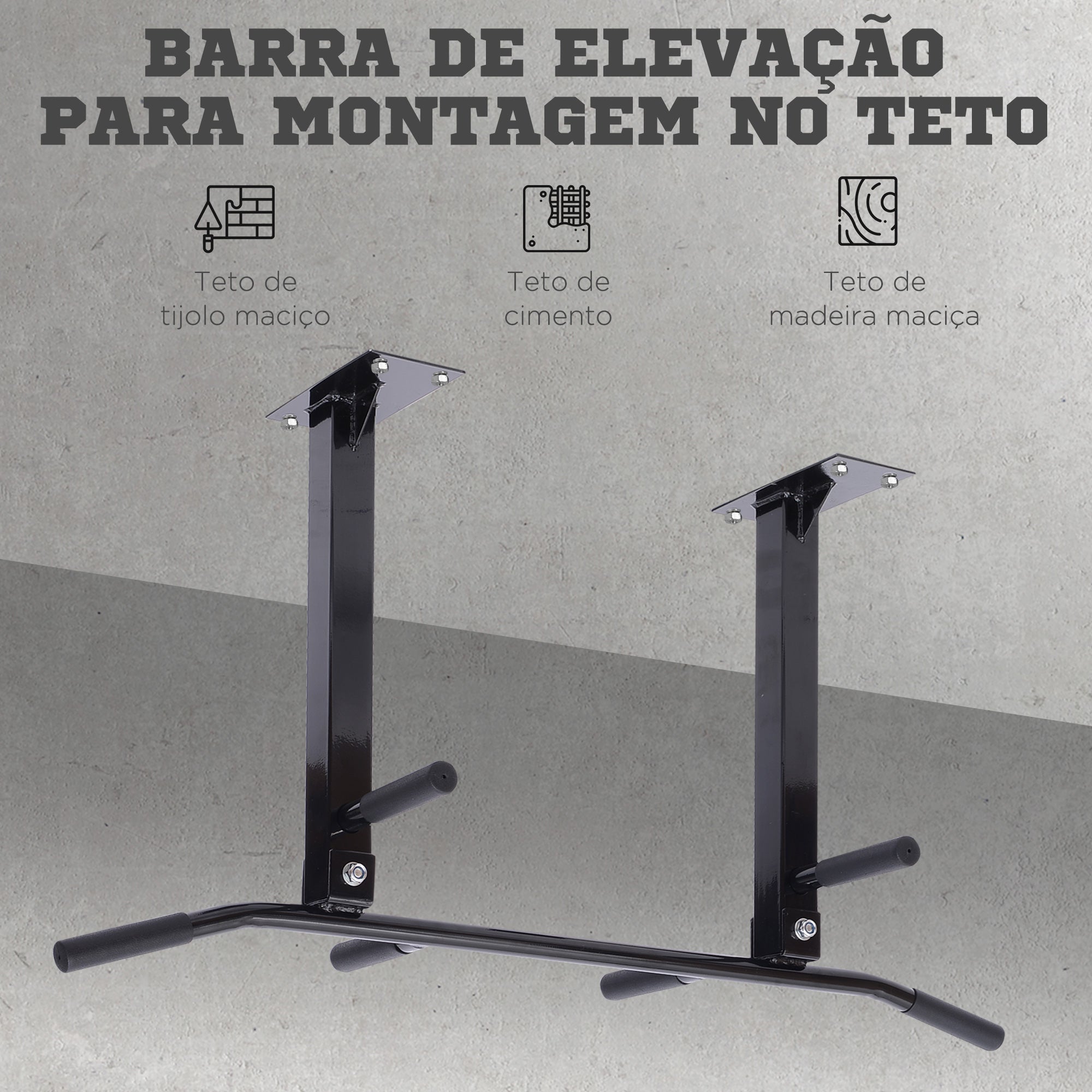 Barra de Elevação de Parede – 105,5x28x49 cm – Preto – Aço