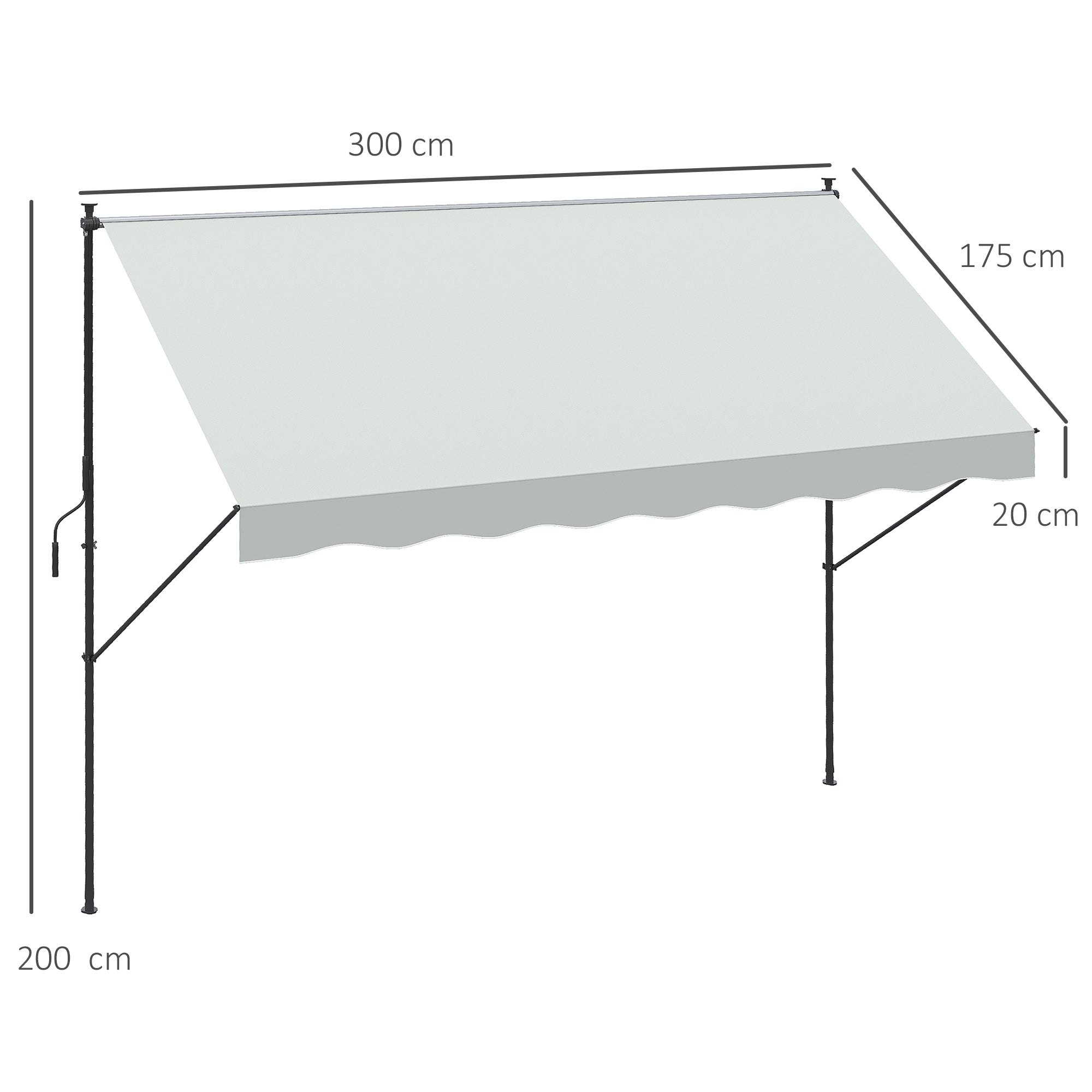 Toldo Manual Retrátil 300x170x200-290cm - Cor Creme