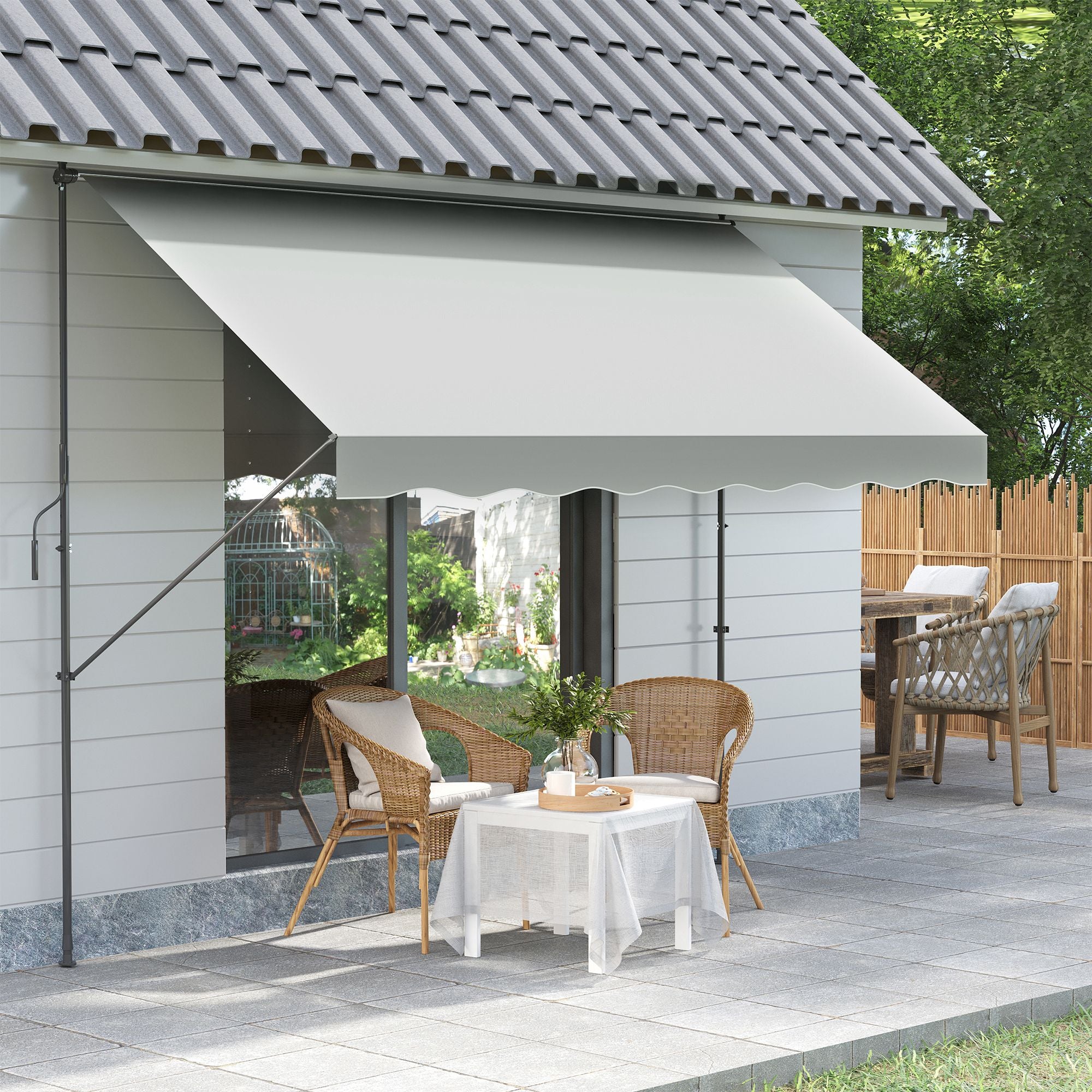 Toldo Manual Retrátil 300x170x200-290cm - Cor Creme