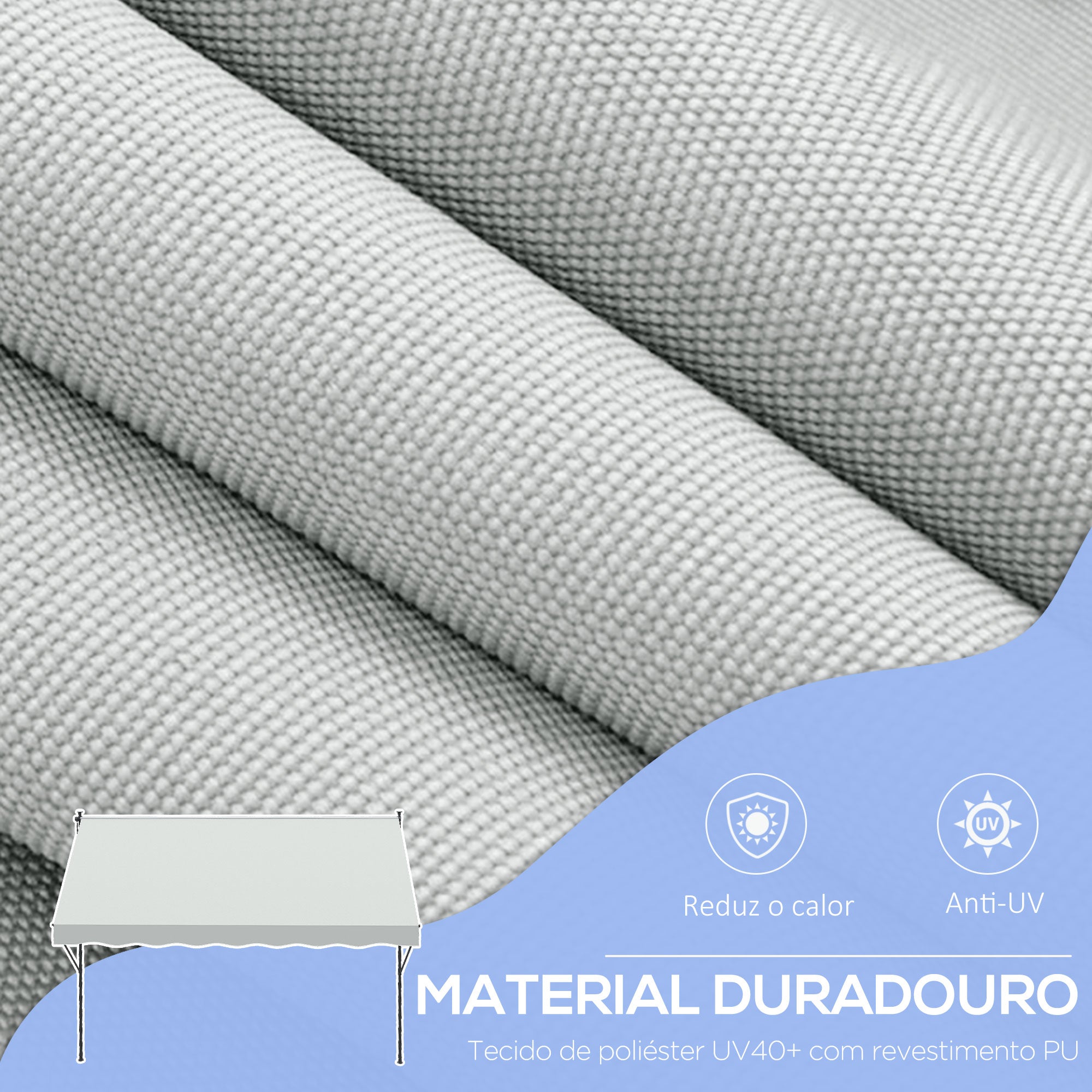 Toldo Manual Retrátil 300x170x200-290cm - Cor Creme
