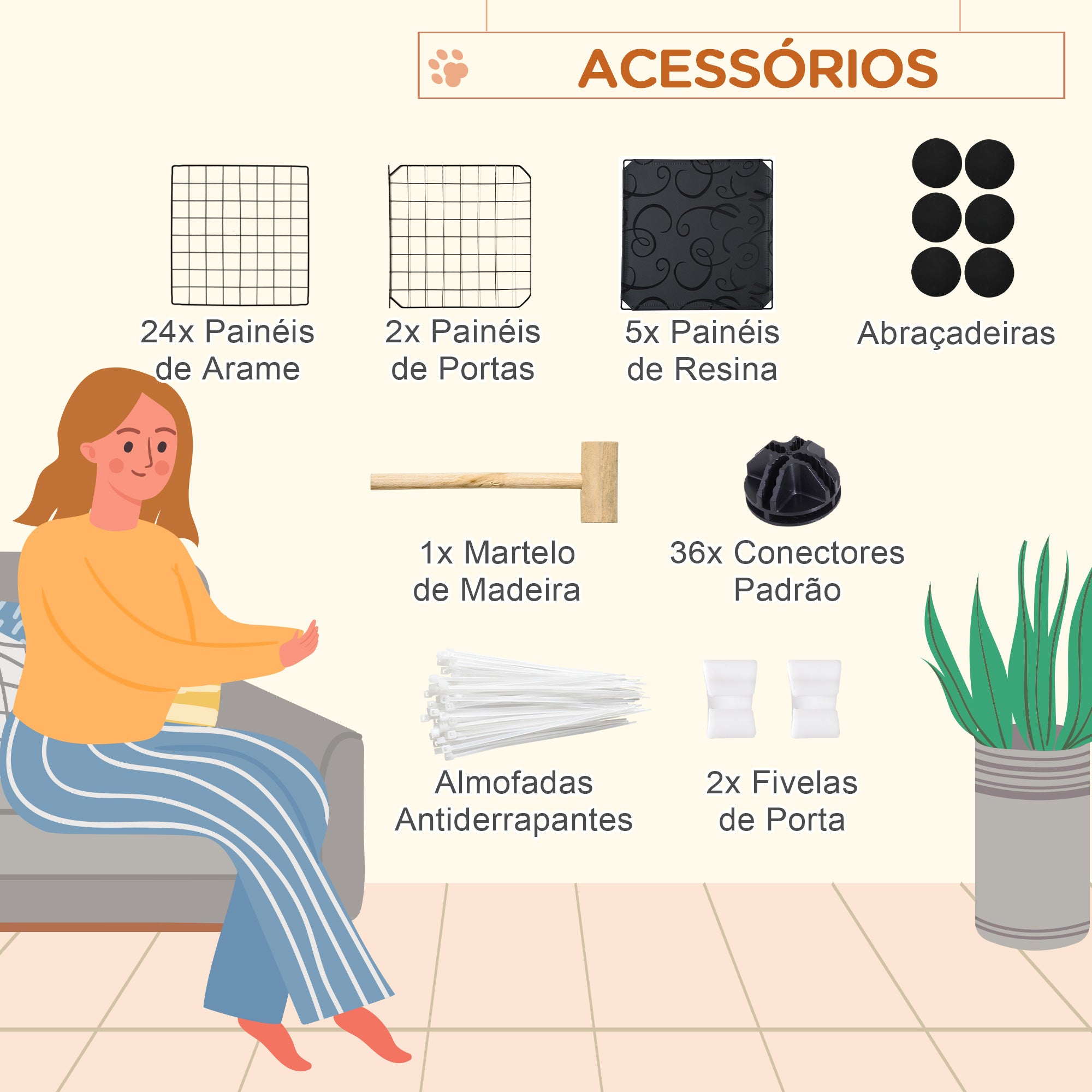 Recinto Modular para Pequenos Animais 105x105x70cm Preto