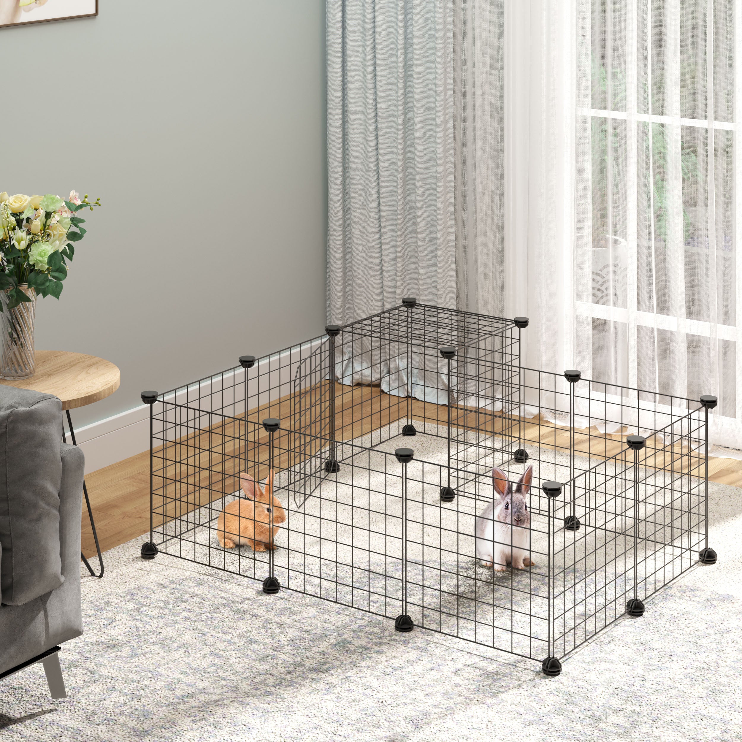 Recinto Modular para Pequenos Animais 105x105x70cm Preto