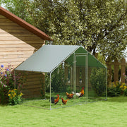 Galinheiro de Exterior – 300x170x190 cm – Prateado – Aço Galvanizado