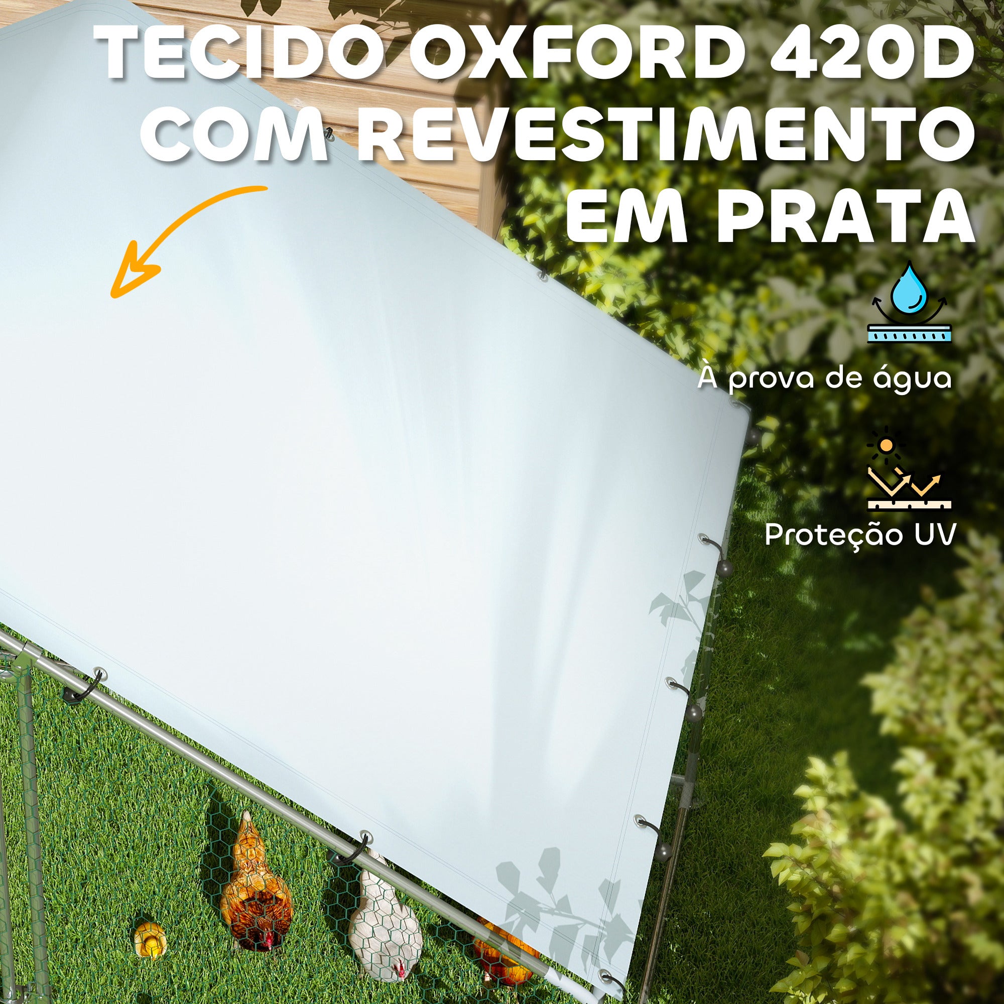 Galinheiro de Exterior – 300x170x190 cm – Prateado – Aço Galvanizado