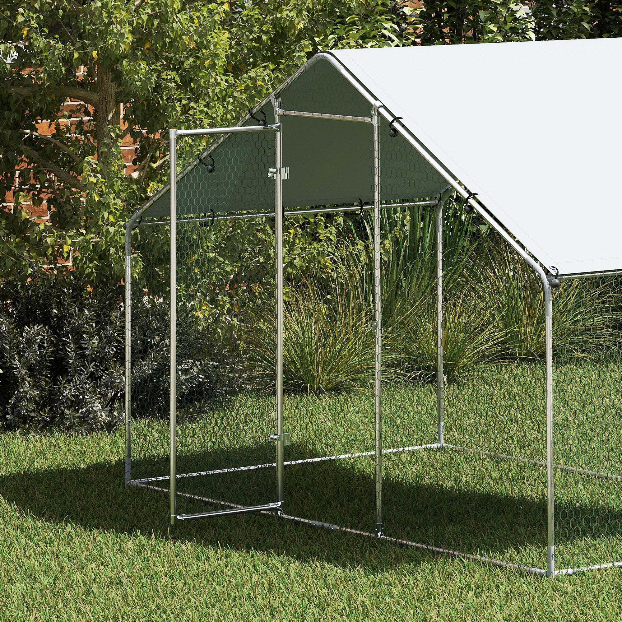 Galinheiro de Exterior – 300x170x190 cm – Prateado – Aço Galvanizado