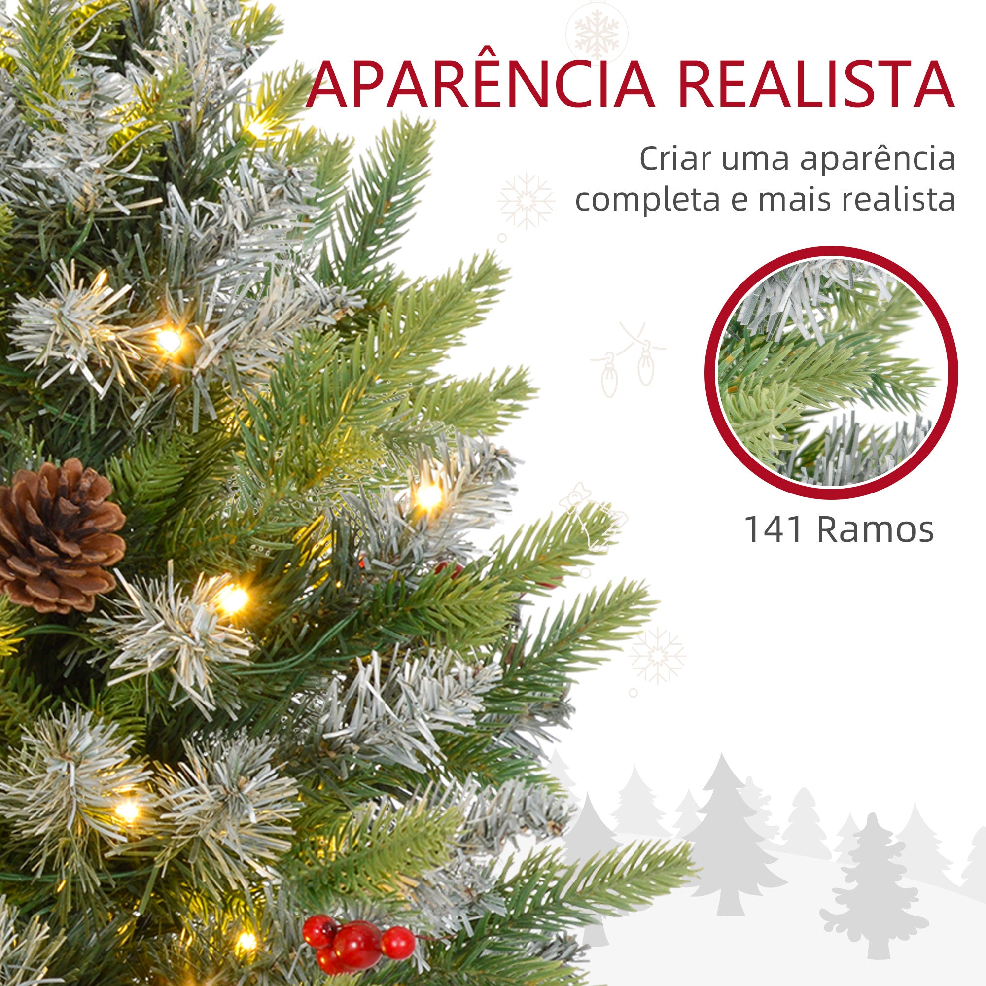 Árvore de Natal Artificial de Mesa 60cm Verde – Plástico, Cimento, Metal