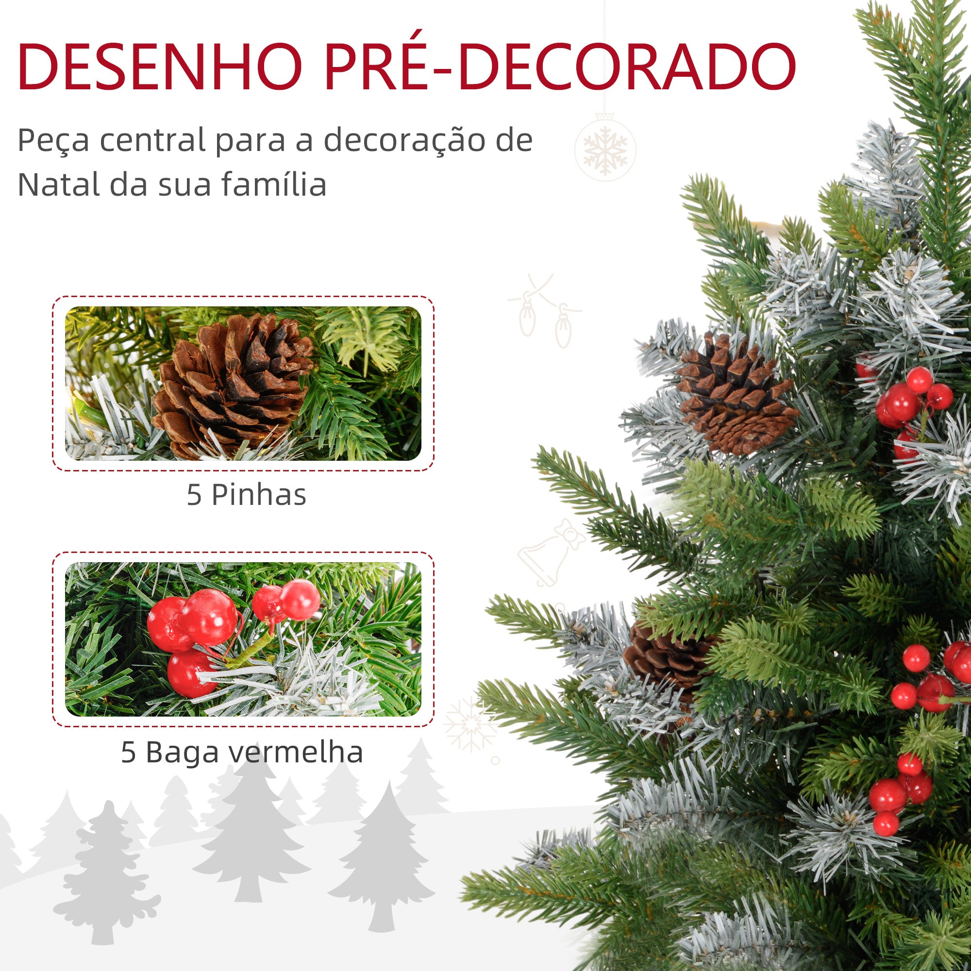 Árvore de Natal Artificial de Mesa 60cm Verde – Plástico, Cimento, Metal
