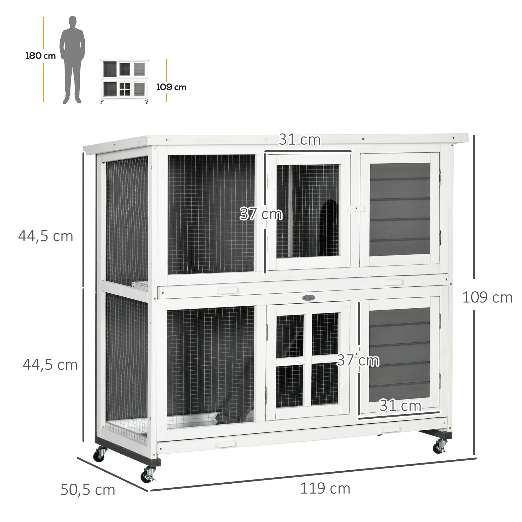 Coelheira de Madeira – 119x50,5x109 cm – Branco e Cinza