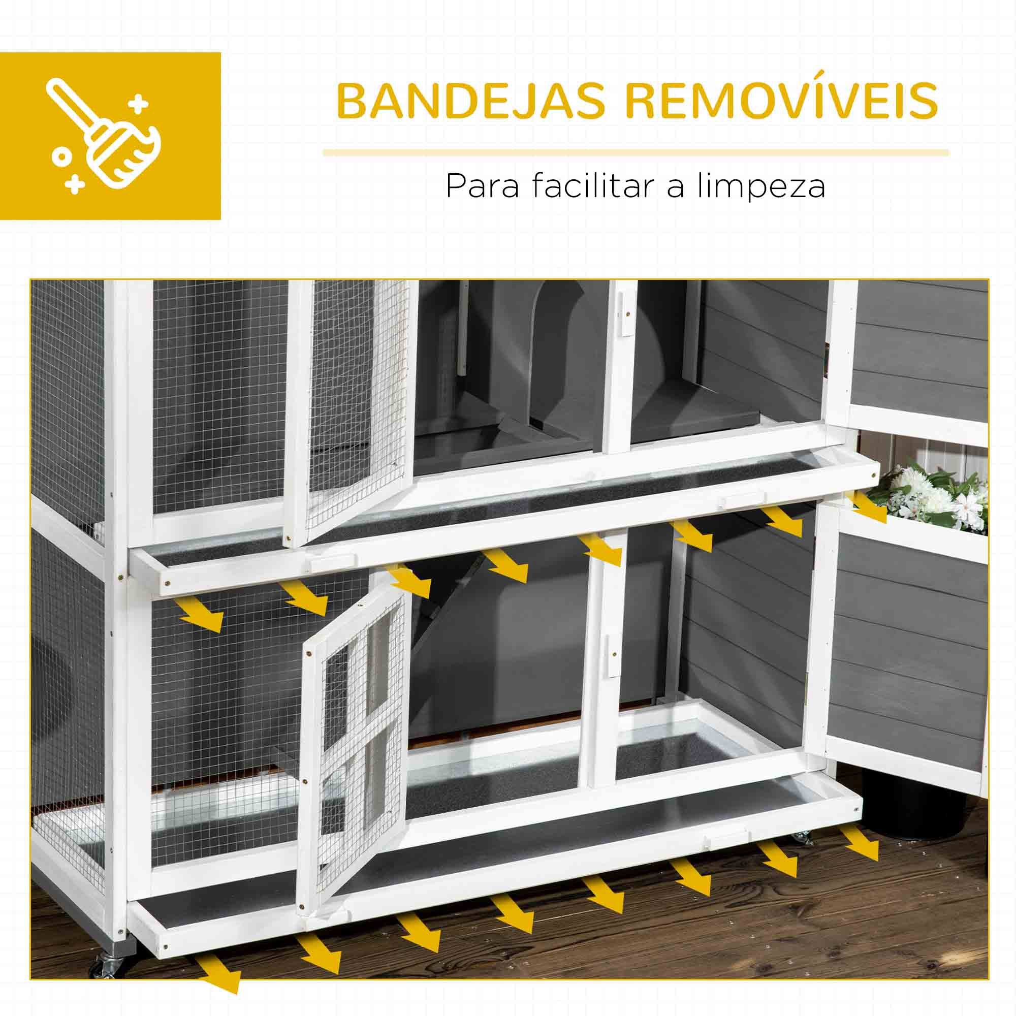 Coelheira de Madeira – 119x50,5x109 cm – Branco e Cinza