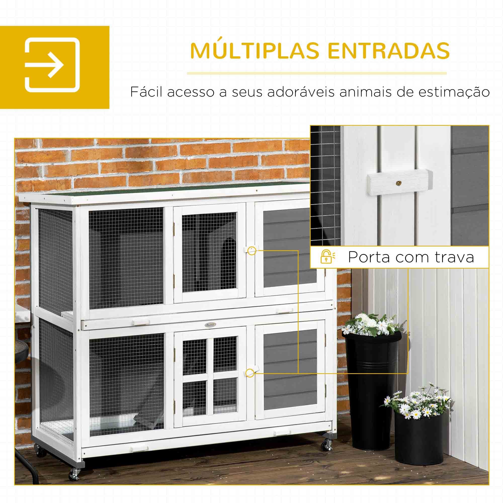 Coelheira de Madeira – 119x50,5x109 cm – Branco e Cinza