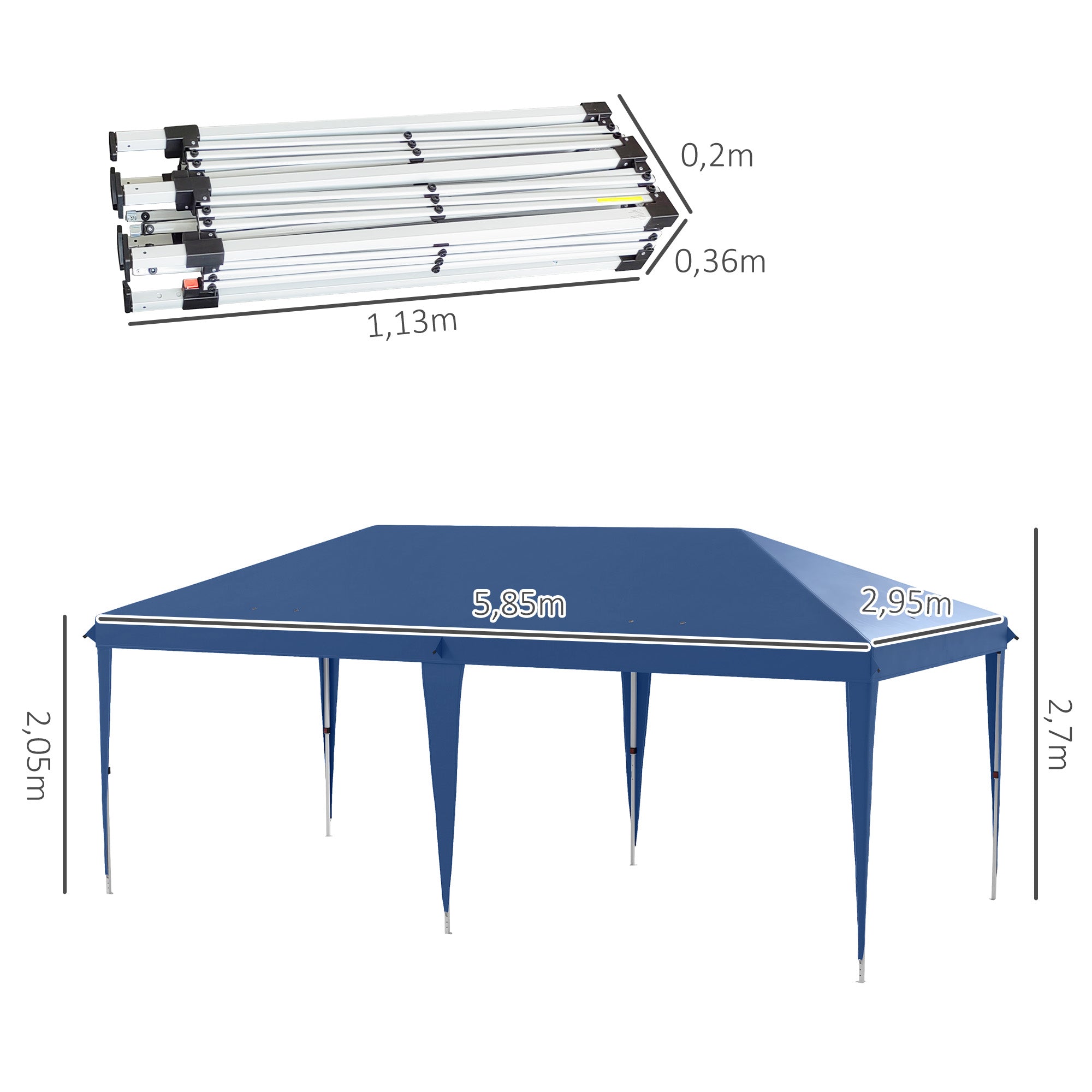 Tenda Dobrável 6x3 Azul para Eventos ao Ar Livre