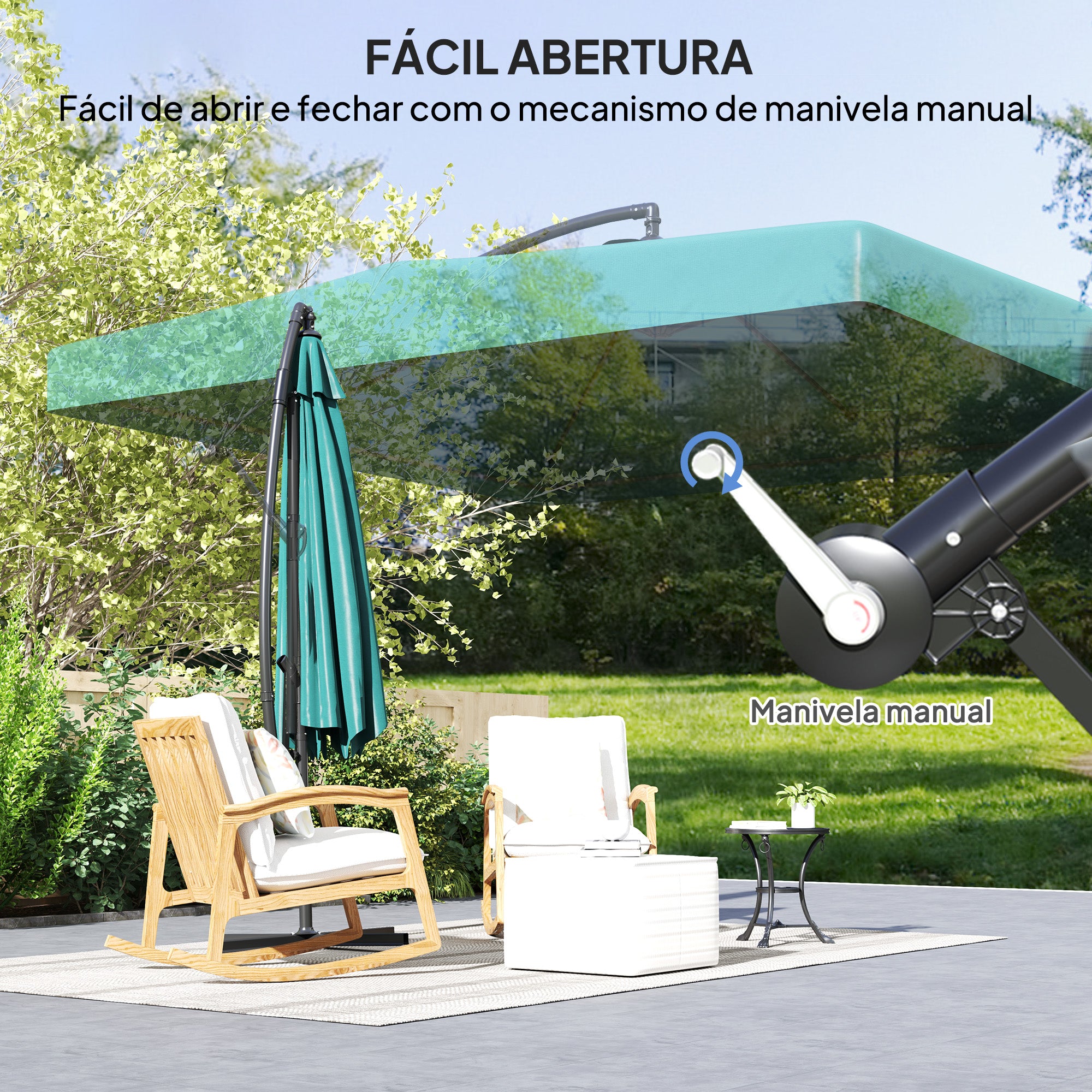 Chapéu de Sol de Jardim 295x295x260 cm - Verde Escuro