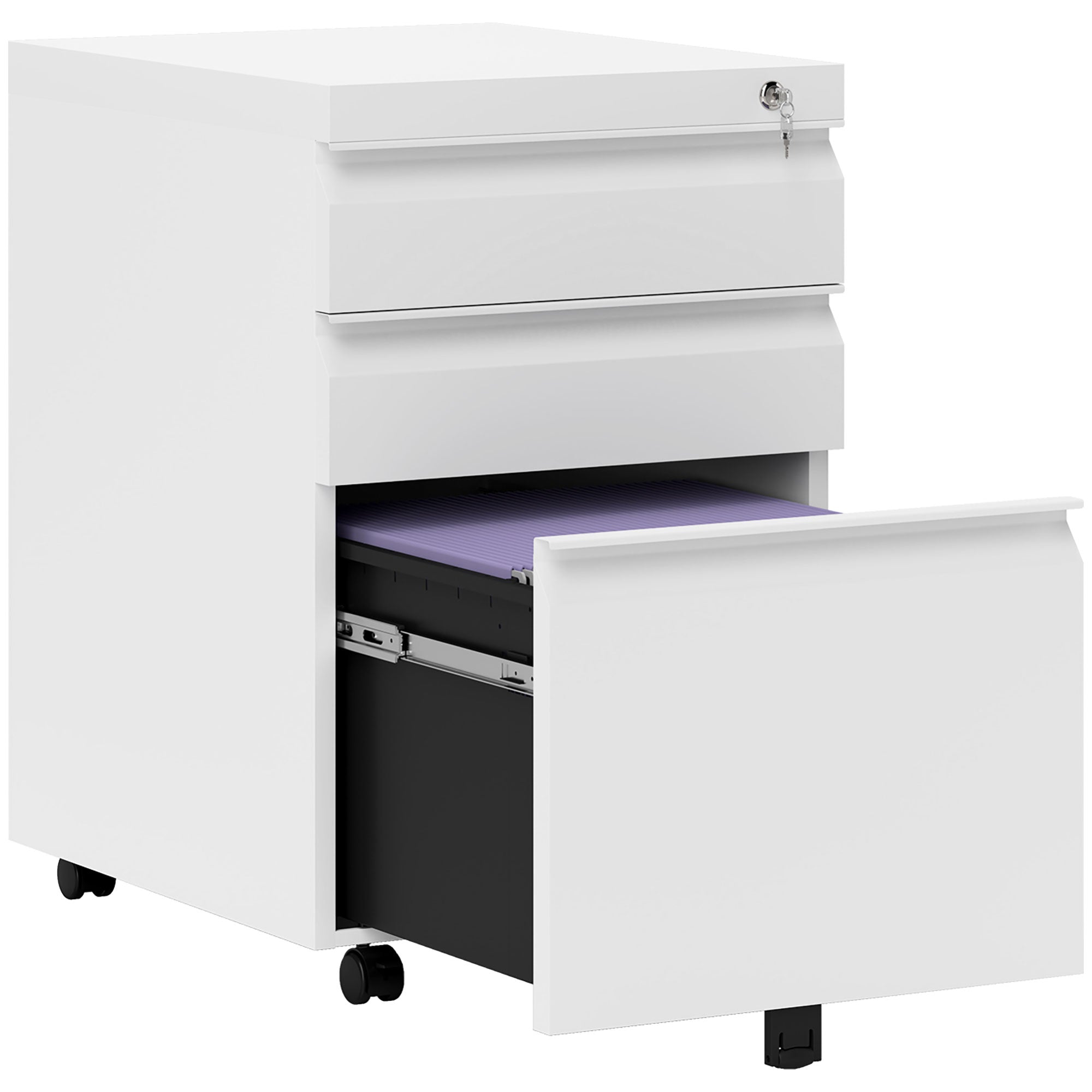 Bloco de Gavetas para Escritório com Rodas 39x48x60 cm - Branco