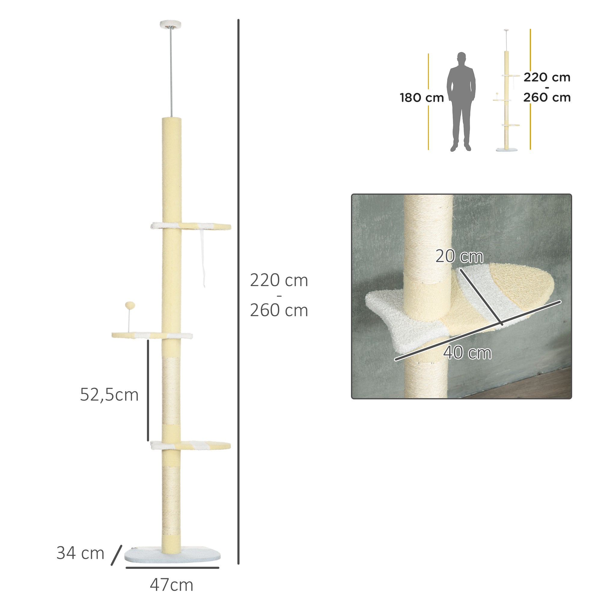 Arranhador para Gatos 220-260cm Creme