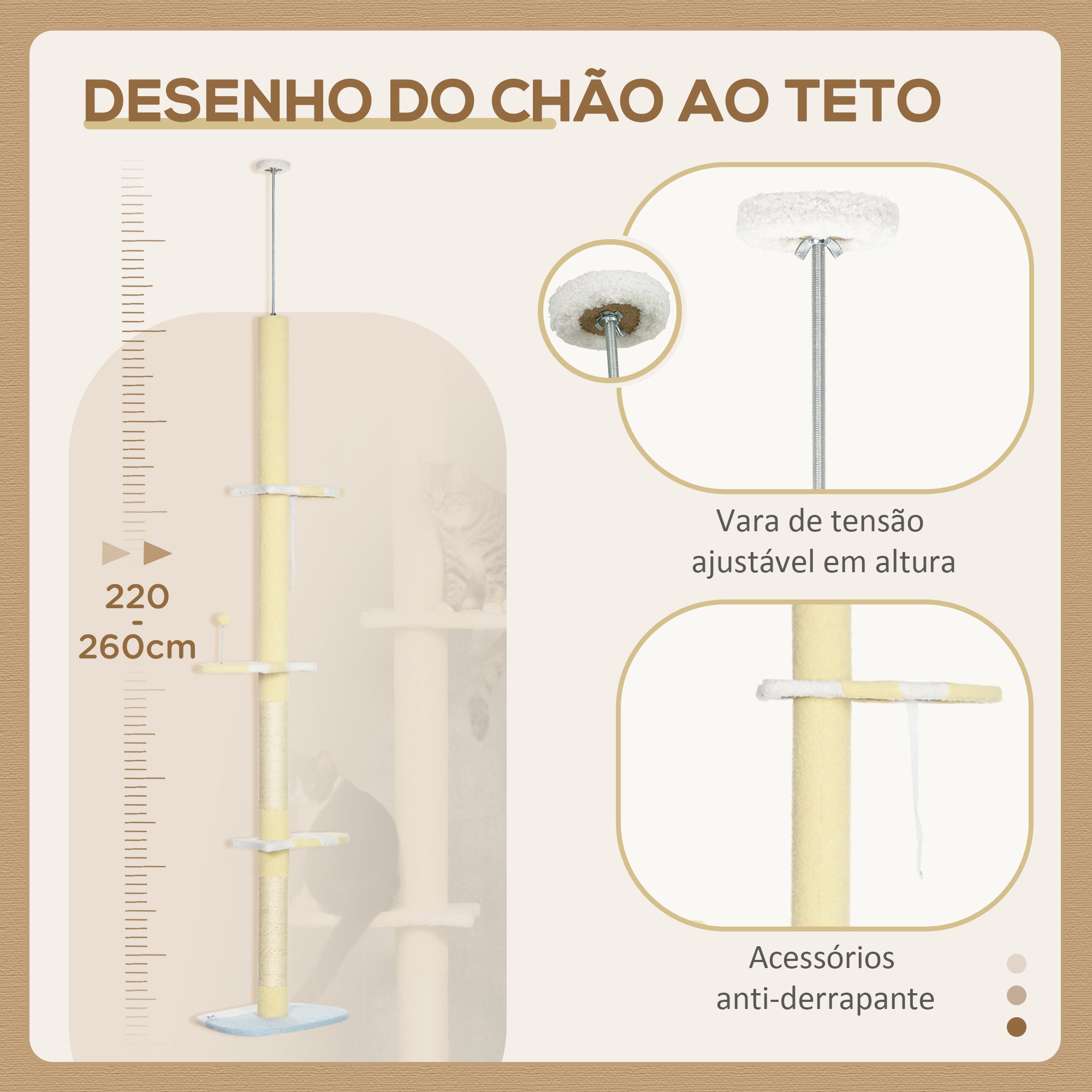 Arranhador para Gatos 220-260cm Creme