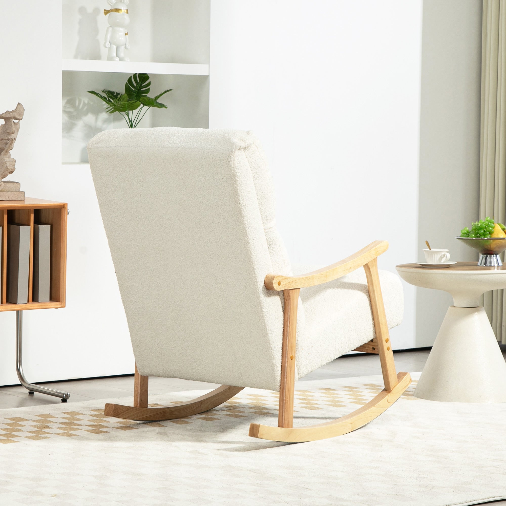 Poltrona Baloiço – 65x90x98 cm – Creme – Madeira de faia