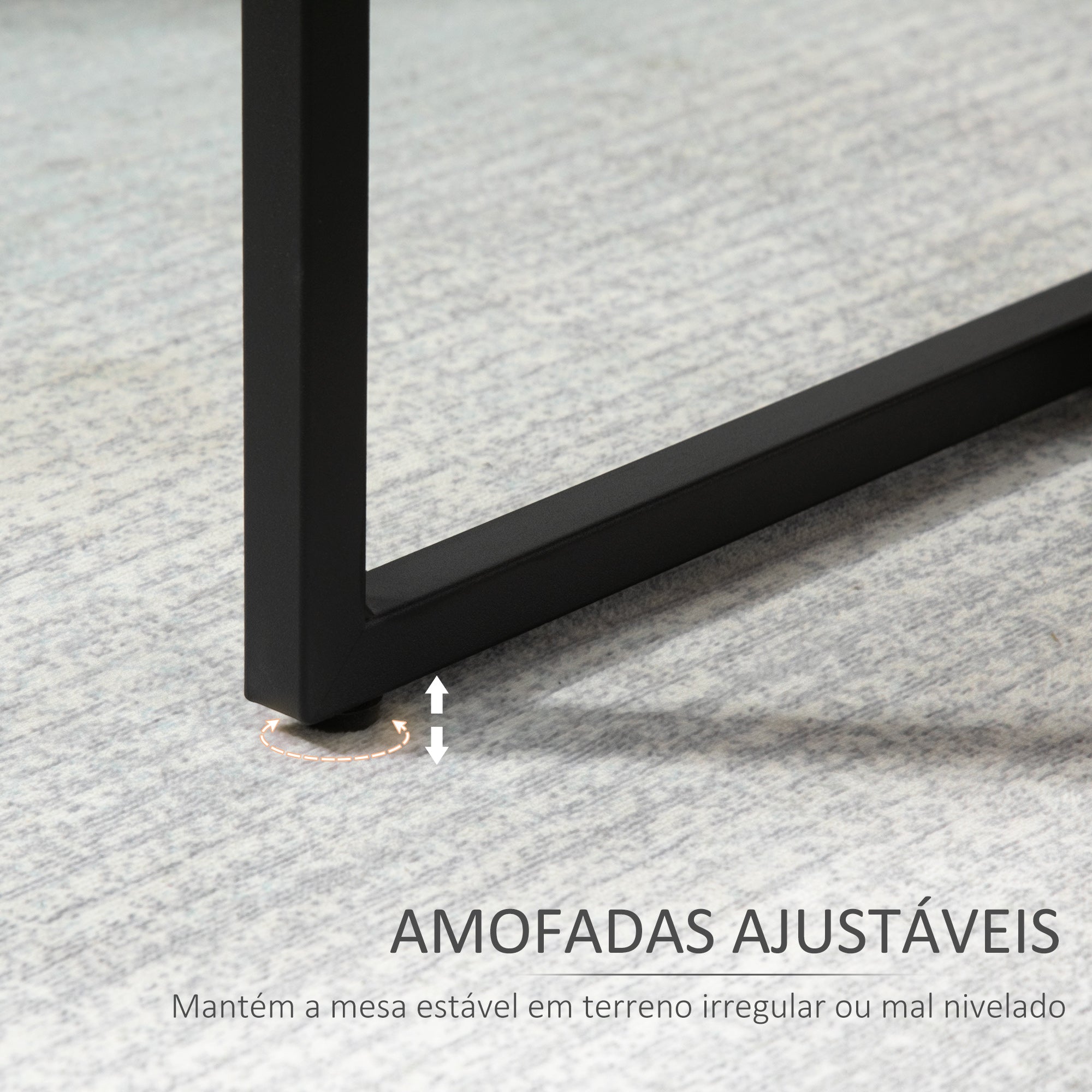Mesa Auxiliar de 2 Níveis – 45x35x48cm – Preto – Madeira e Aço