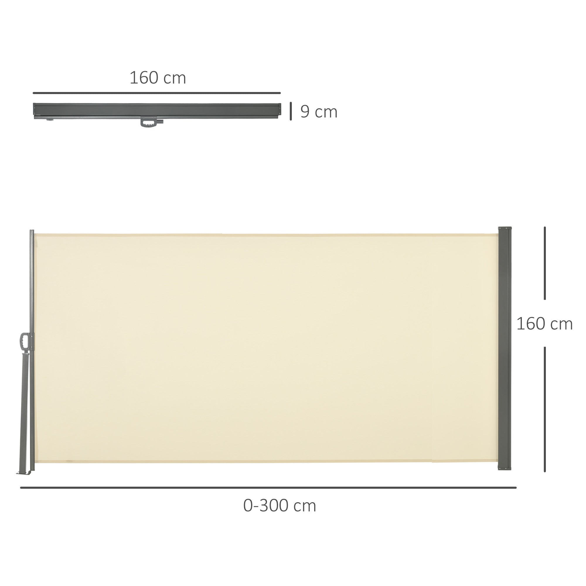 Toldo Lateral Retrátil 300x160 cm Creme Branco