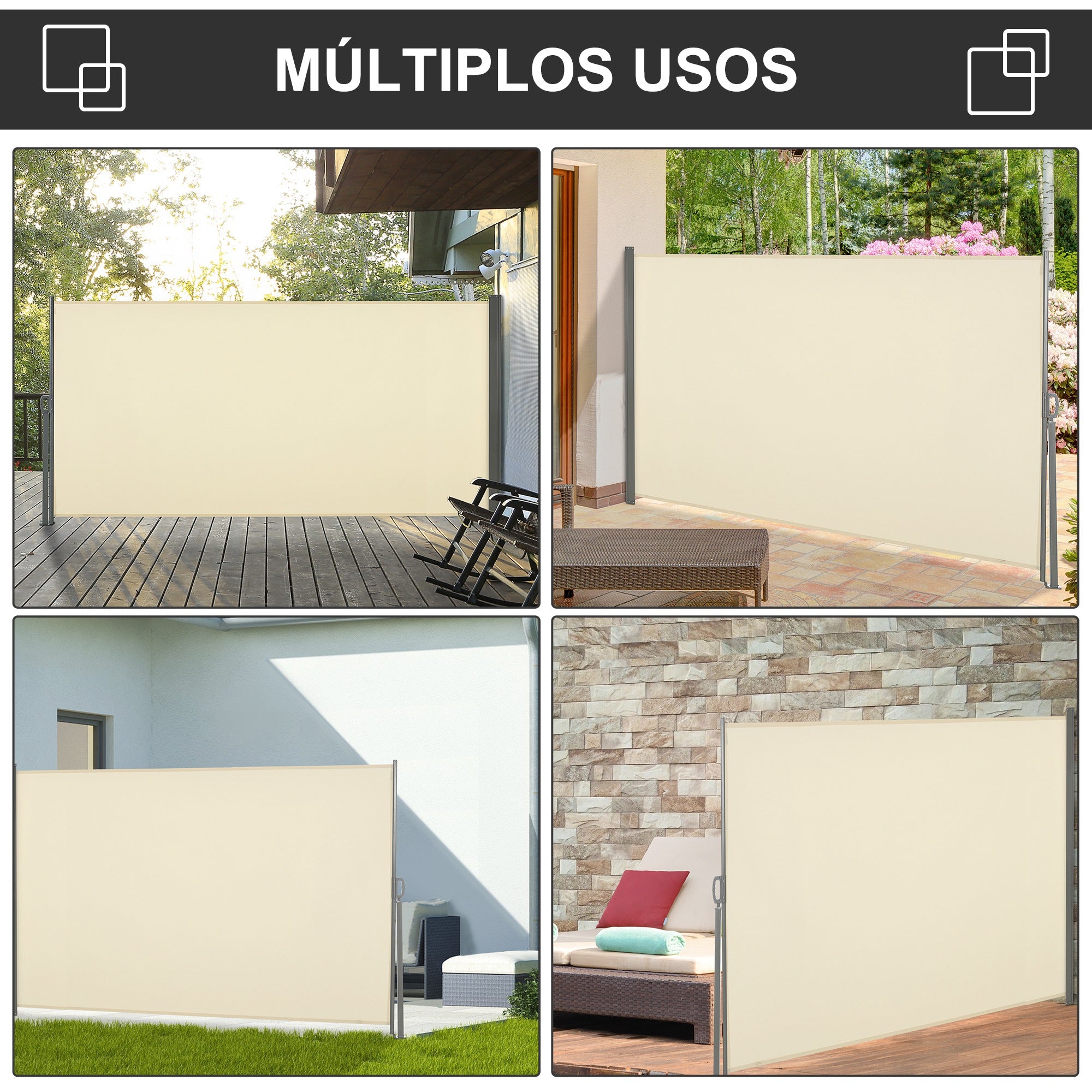 Toldo Lateral Retrátil 300x160 cm Creme Branco