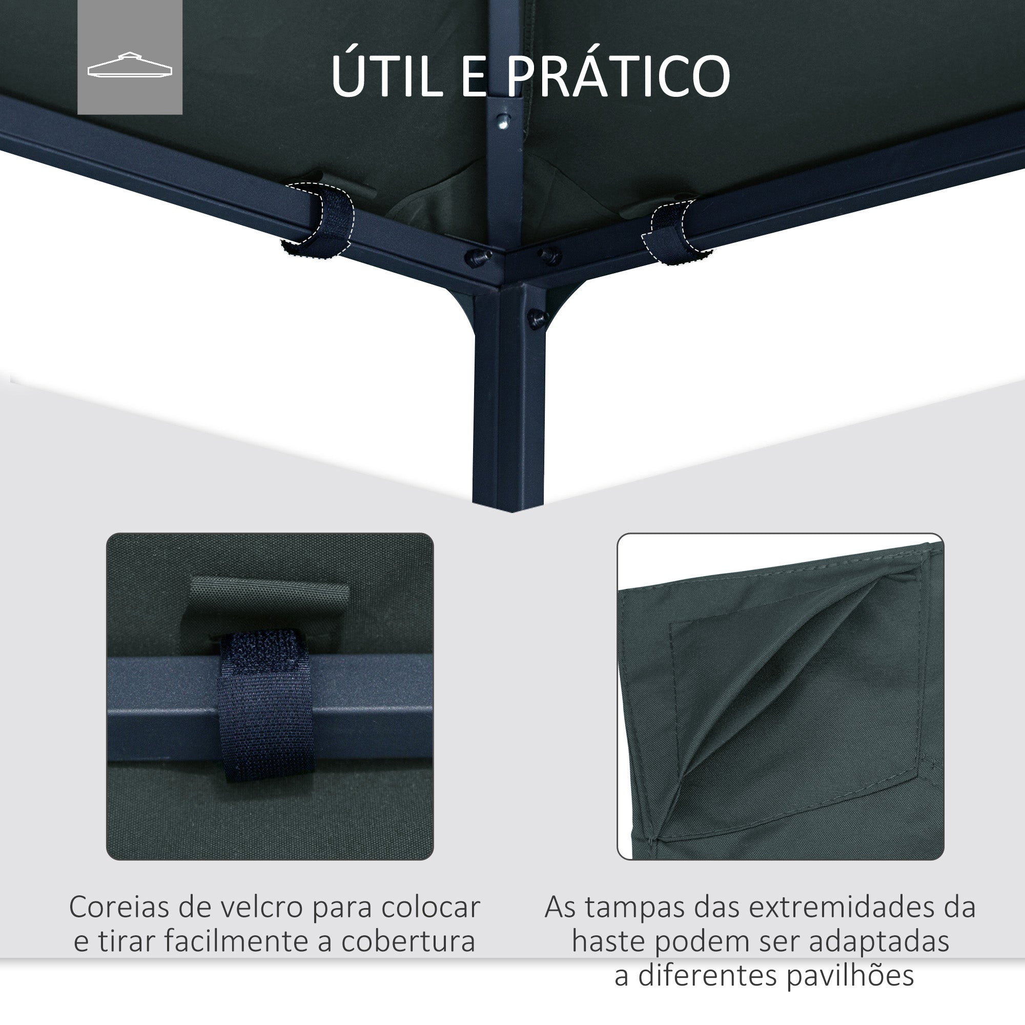 Toldo de Substituição 300x300cm Cinza para Pérgola de Jardim