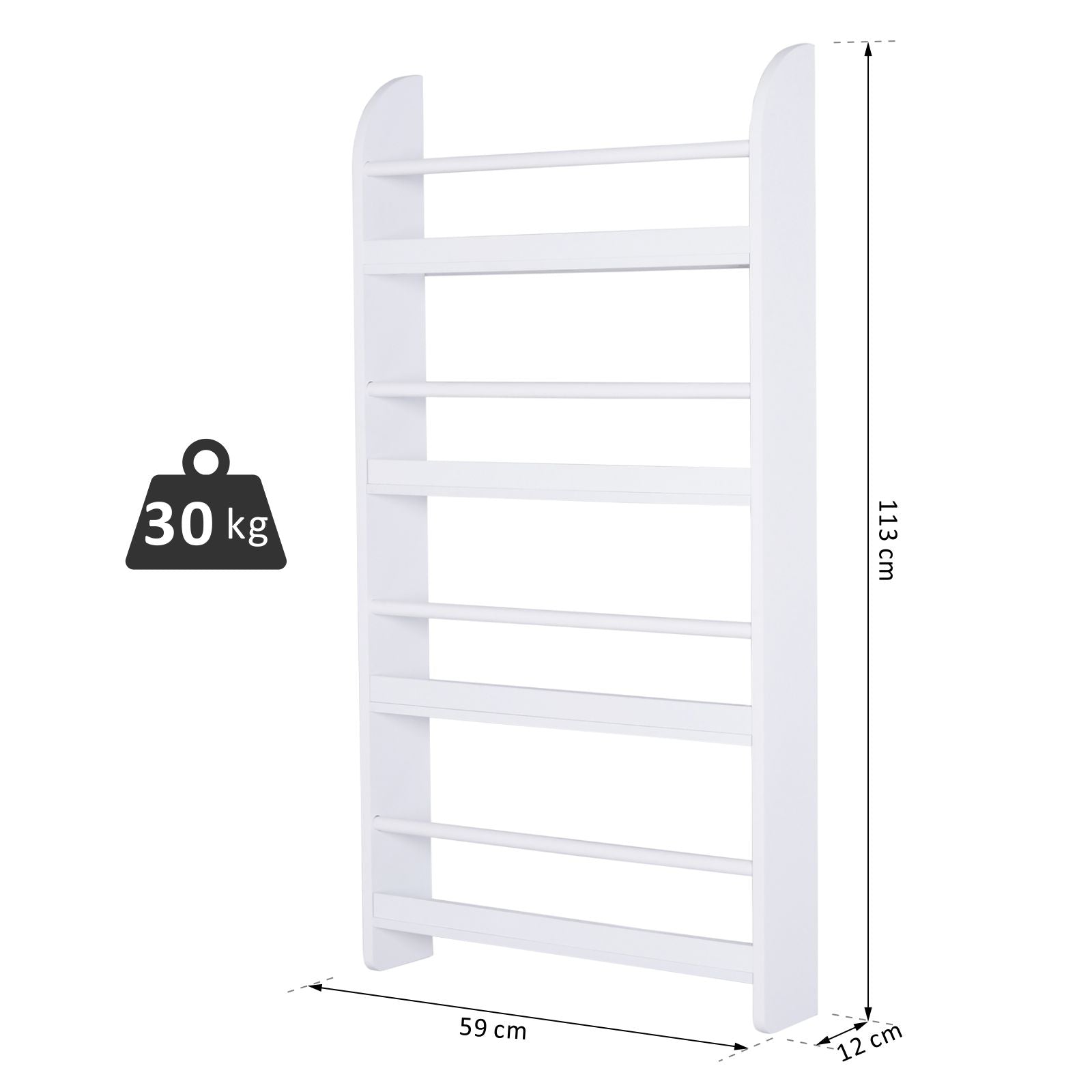 Estante de Parede para Livros 59x12x113 cm Branco