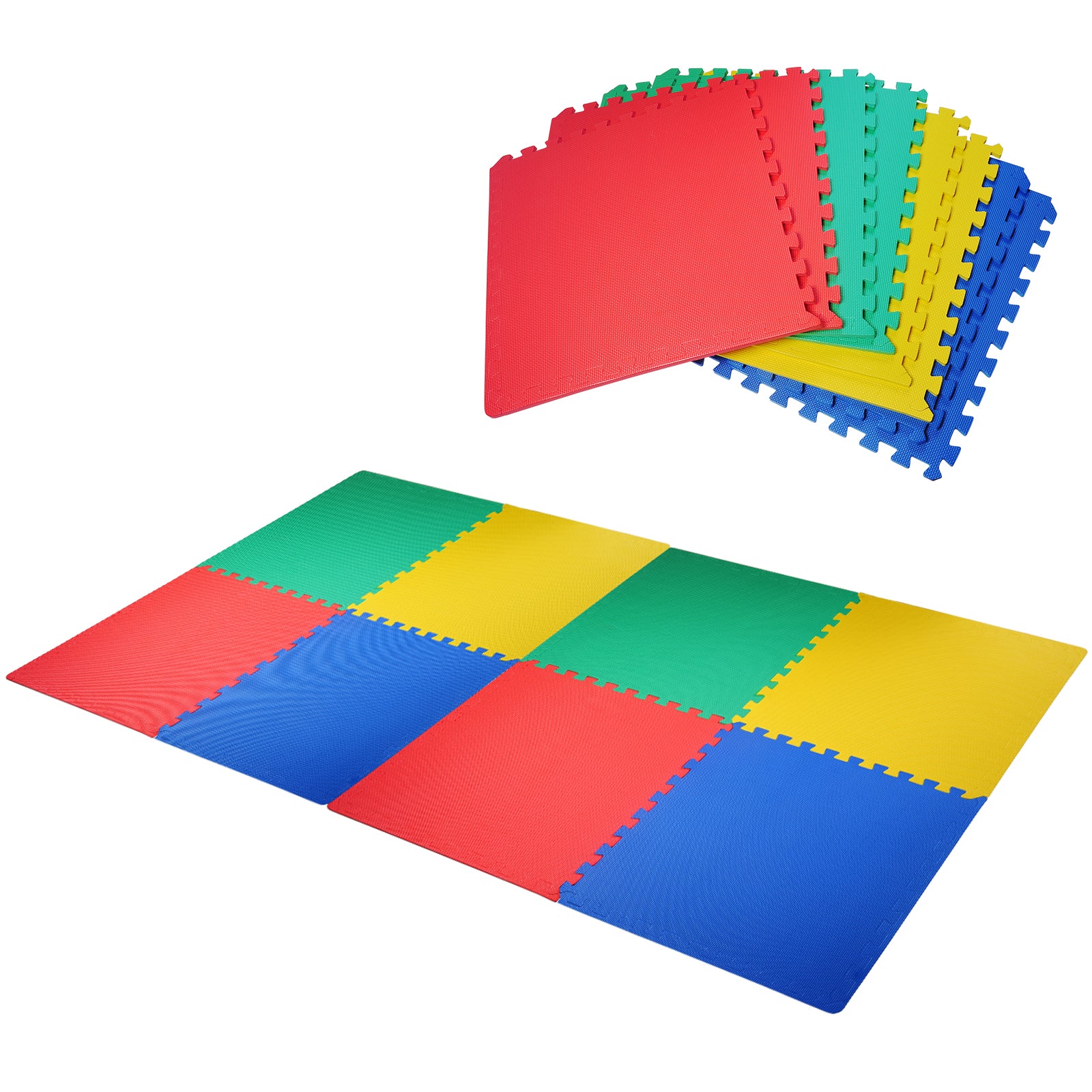 Tapete Puzzle Multicor 60x60x1,2 cm - Proteção de Borracha EVA para Casa Academia