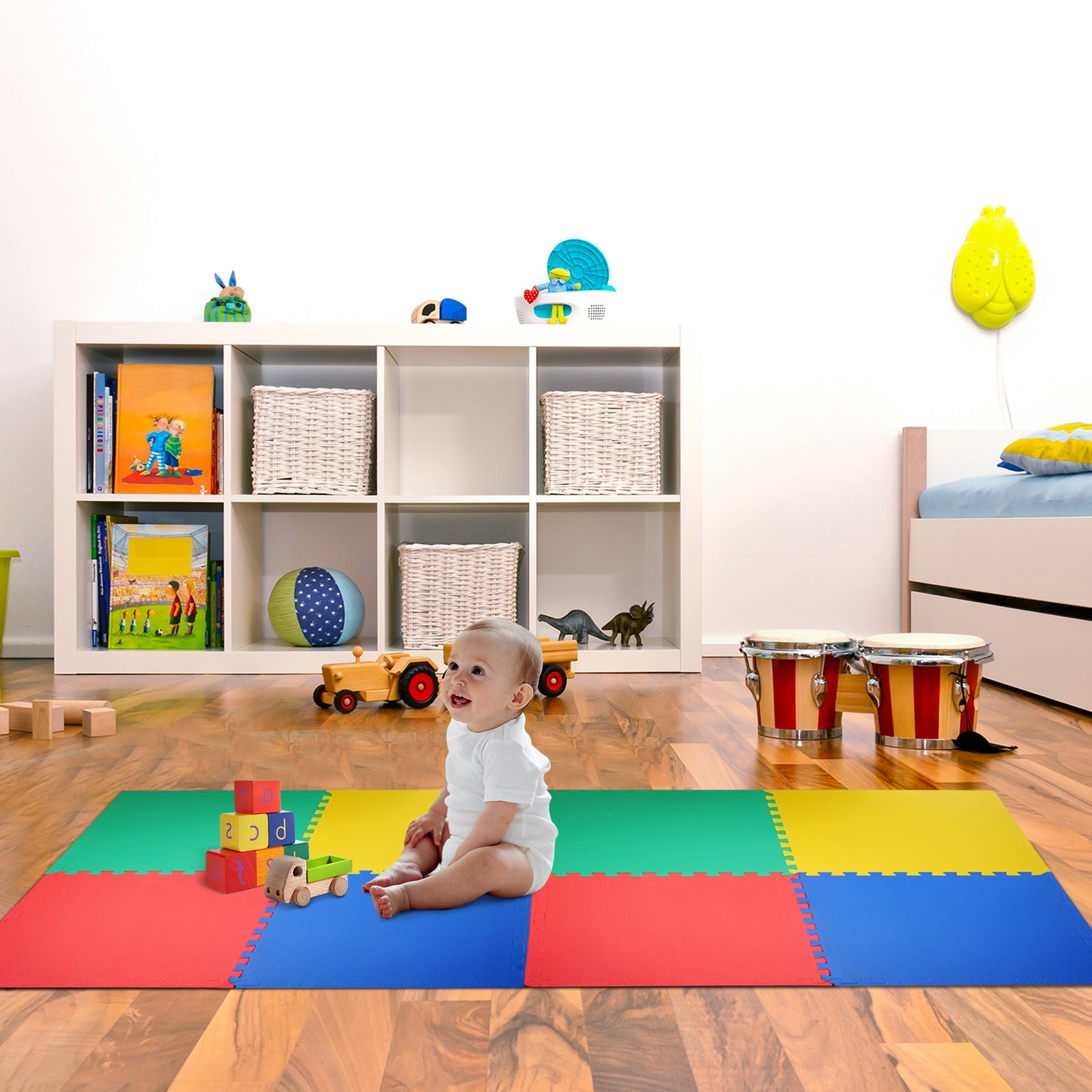 Tapete Puzzle Multicor 60x60x1,2 cm - Proteção de Borracha EVA para Casa Academia