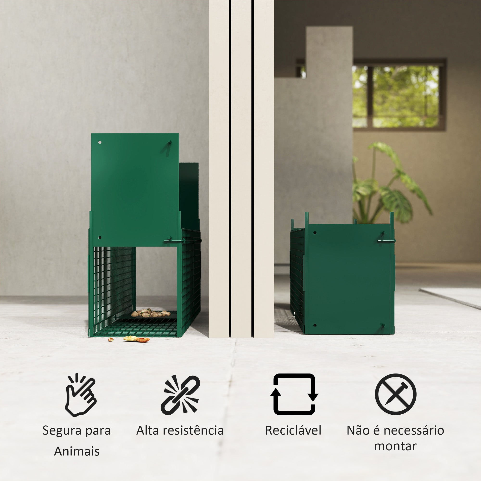 Armadilha para Animais Vivos 60x18x20 cm Verde Escuro