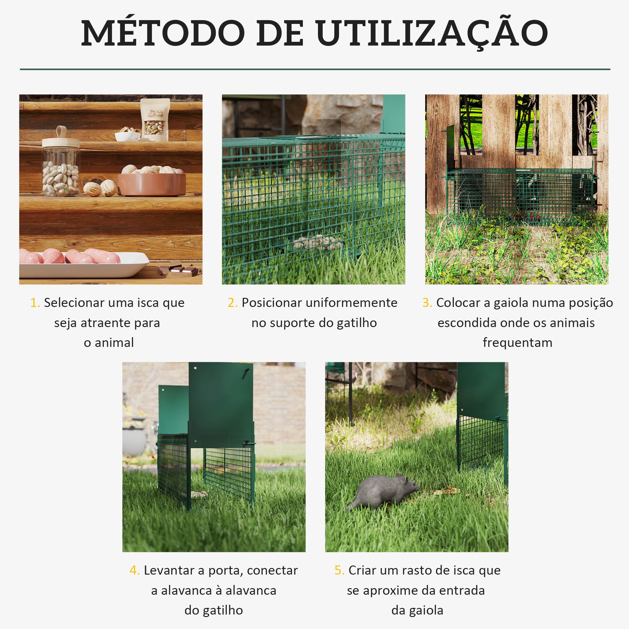 Armadilha para Animais Vivos 60x18x20 cm Verde Escuro