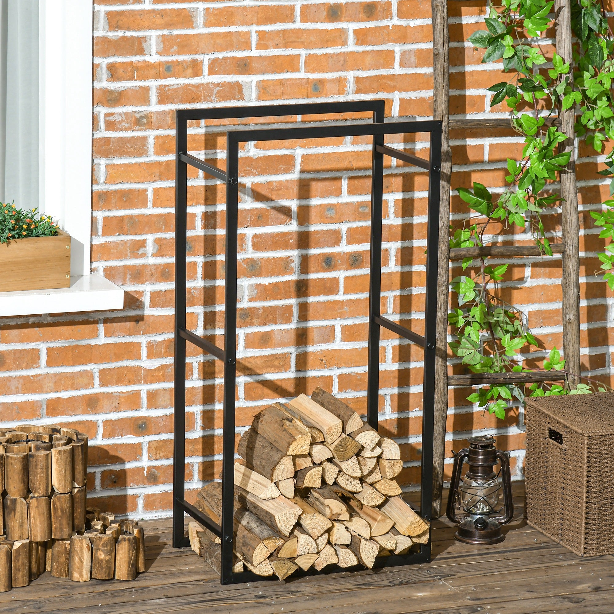 Suporte para Lenha Metálico 50x30x100 cm - Preto