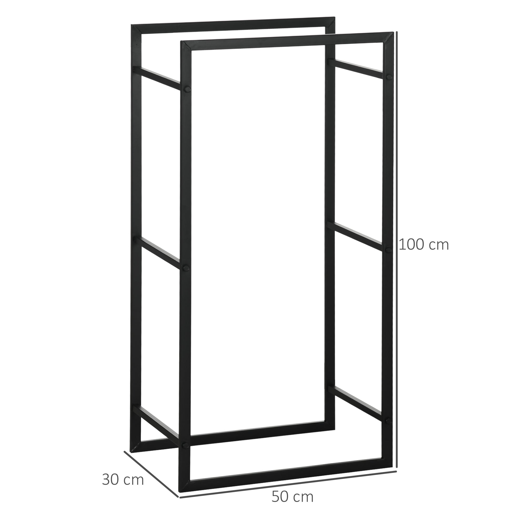 Suporte para Lenha Metálico 50x30x100 cm - Preto