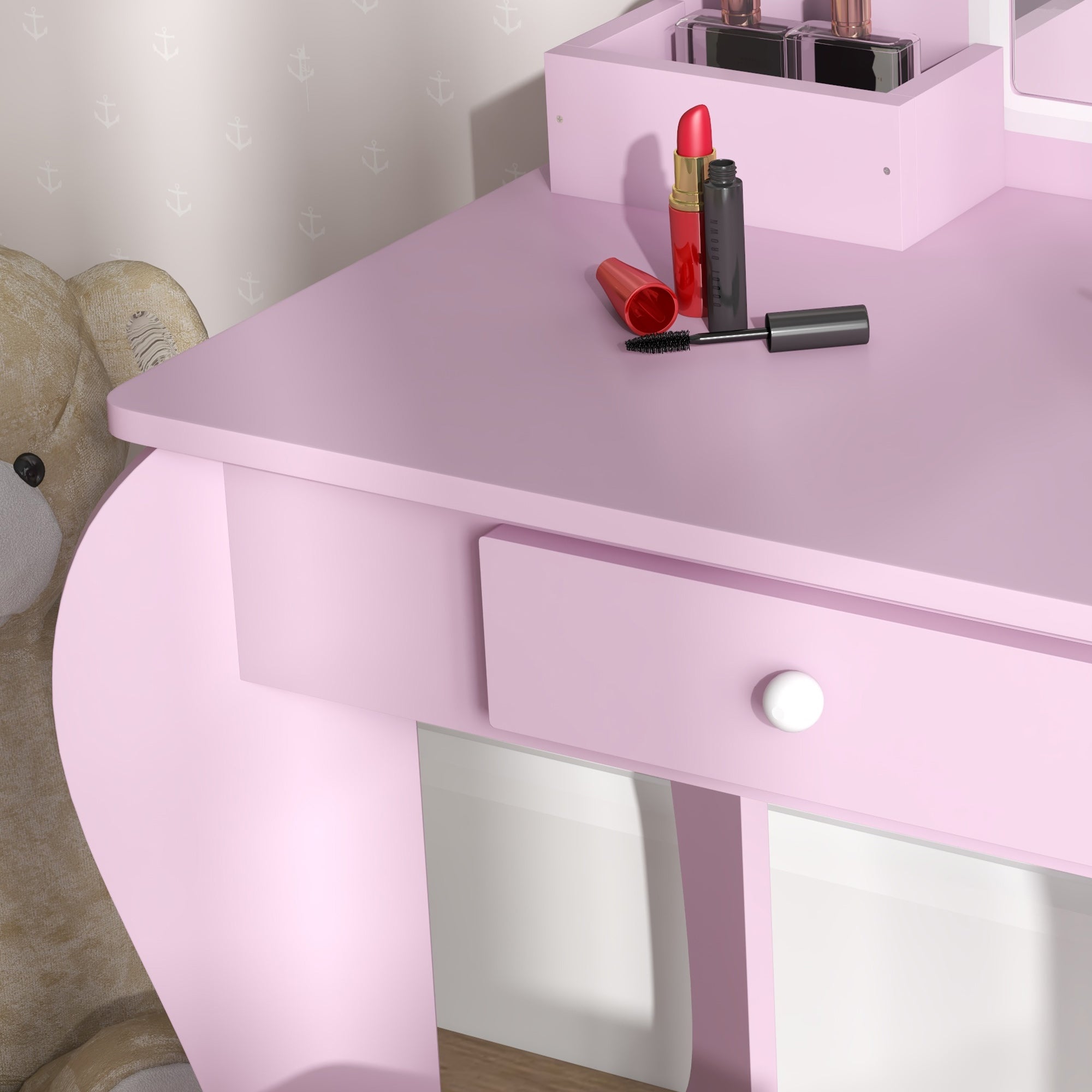 Encantador Toucador Infantil em Rosa 55x36x86 cm