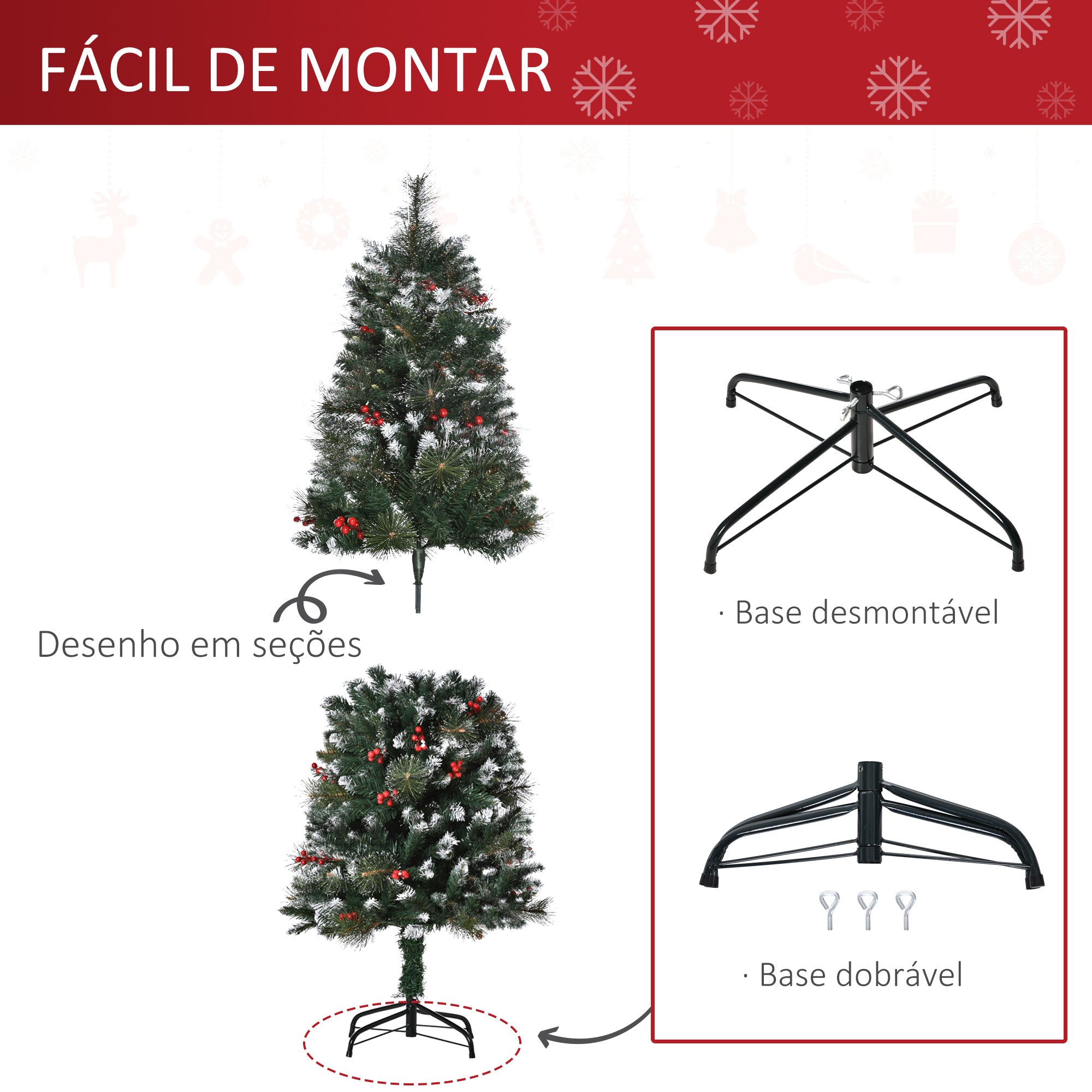 Árvore de Natal Artificial – 150cm – Verde – PVC e Aço