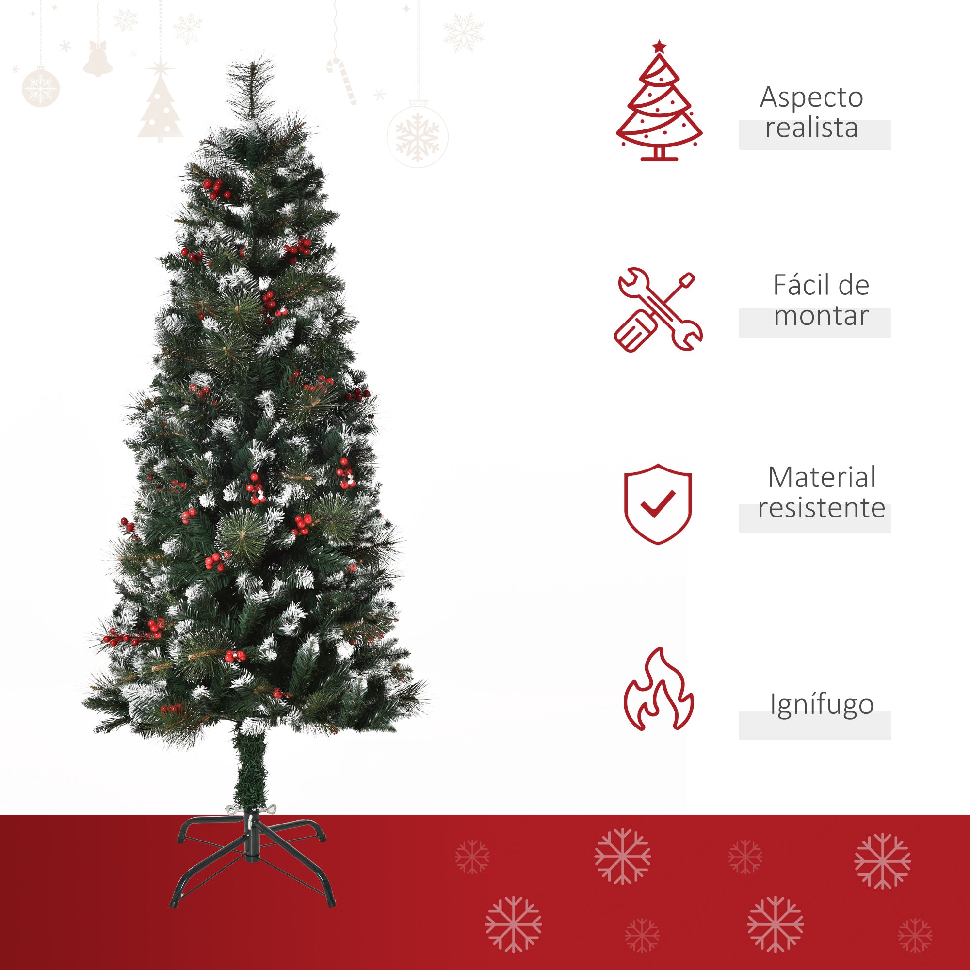Árvore de Natal Artificial – 150cm – Verde – PVC e Aço
