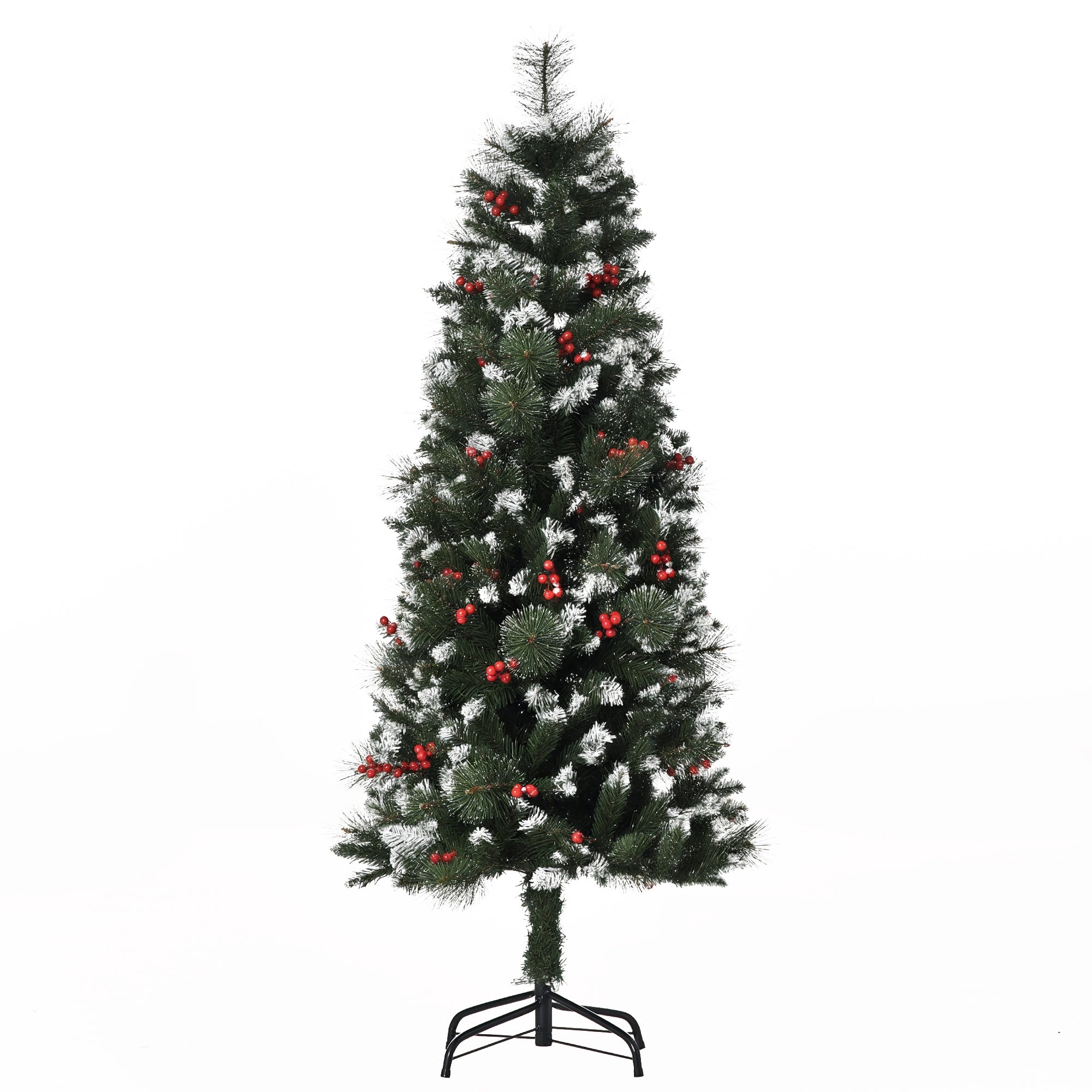 Árvore de Natal Artificial 150cm Verde com 360 Ramos e 38 Bagas de Decoração