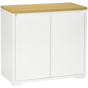 Aparador de Sala de Estar Branco e Madeira 80x37x75 cm