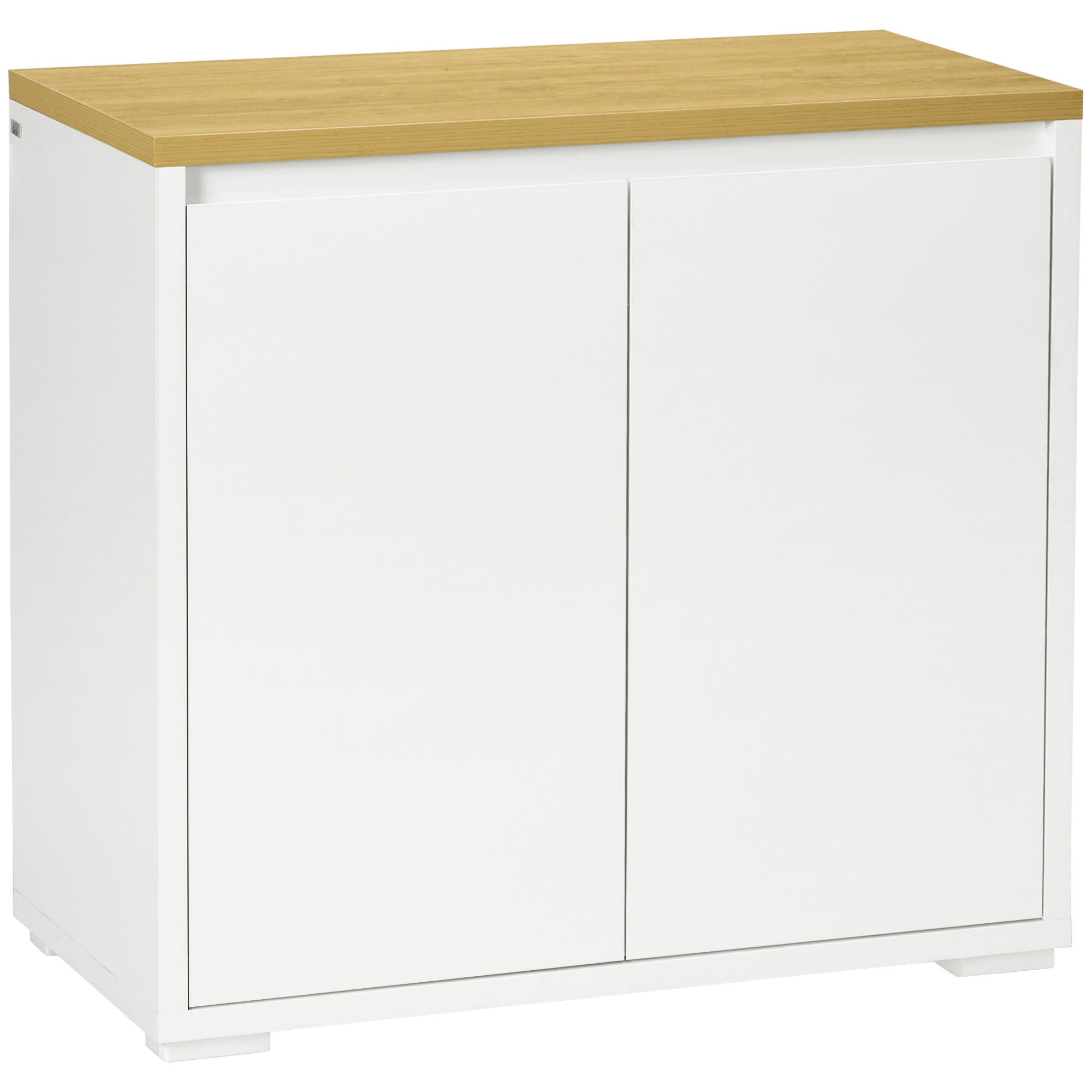 Aparador de Sala de Estar Branco e Madeira 80x37x75 cm