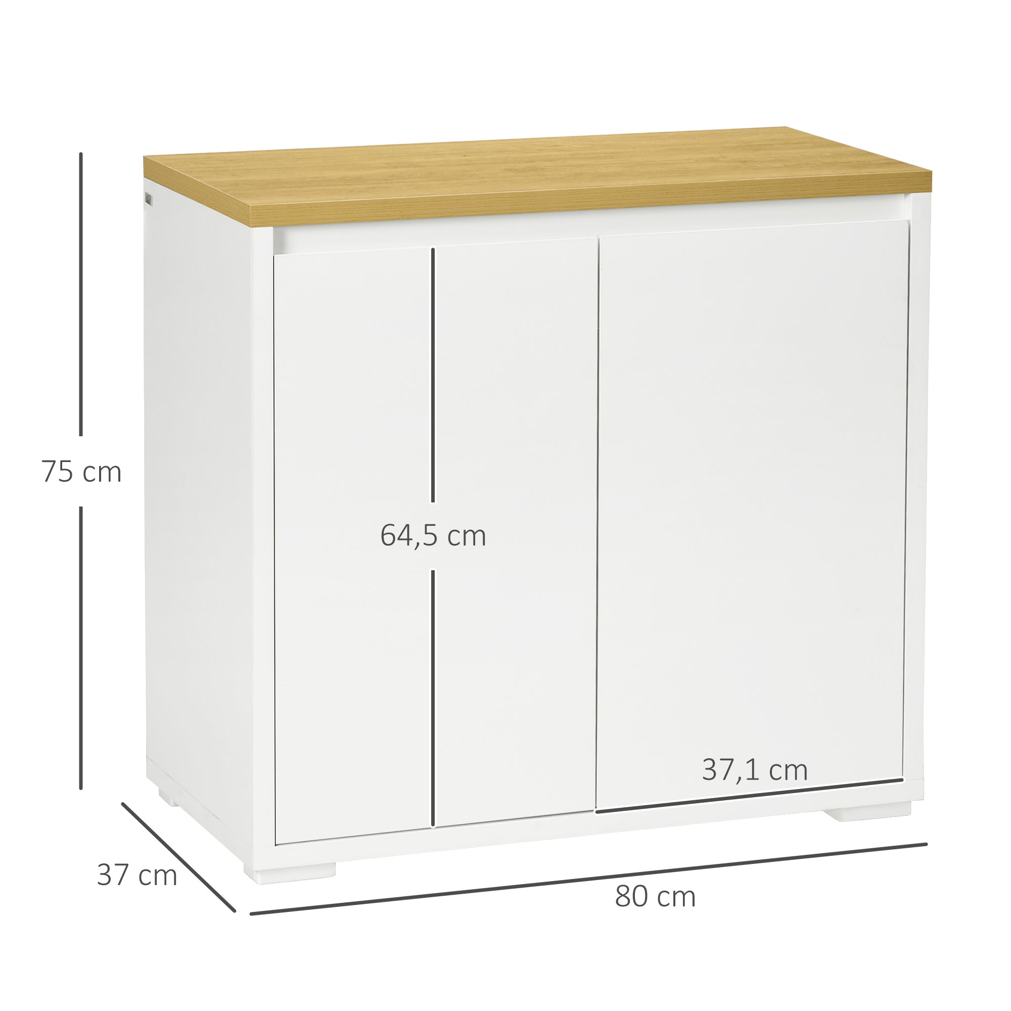 Aparador de Sala de Estar Branco e Madeira 80x37x75 cm
