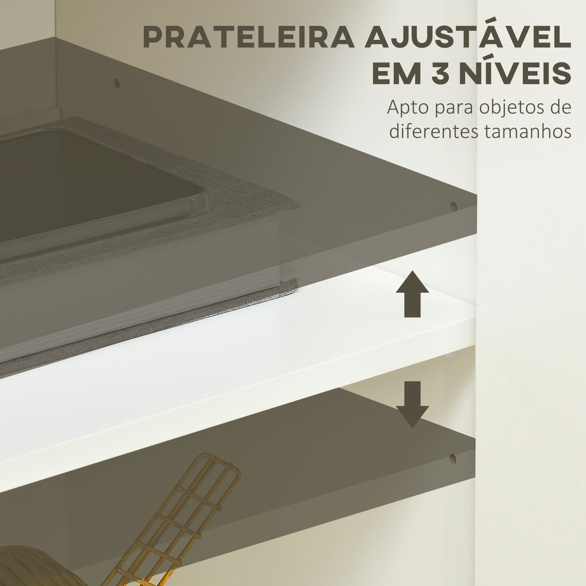 Aparador de Sala de Estar Branco e Madeira 80x37x75 cm