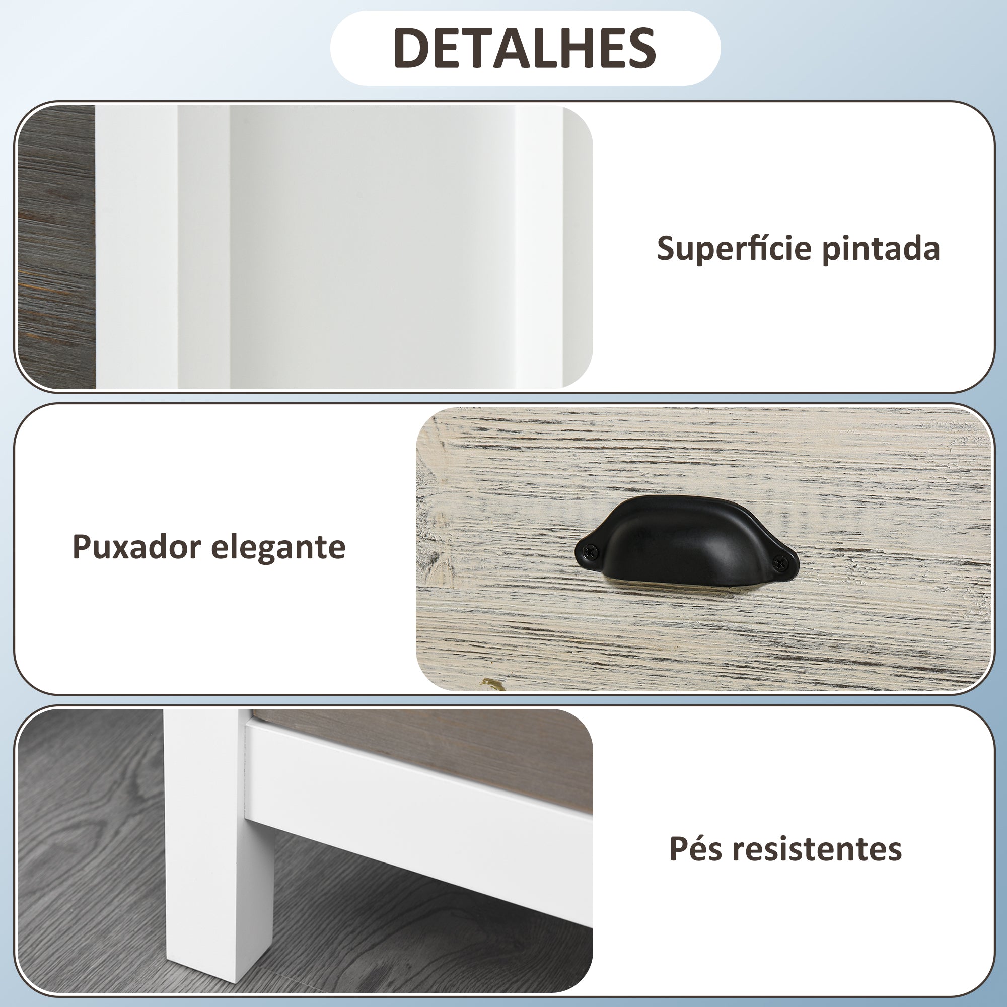 Mesa de Cabeceira Moderna 3 Gavetas 50x38x65 cm Multicor