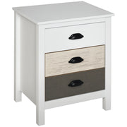 Mesa de Cabeceira Moderna 3 Gavetas 50x38x65 cm Multicor