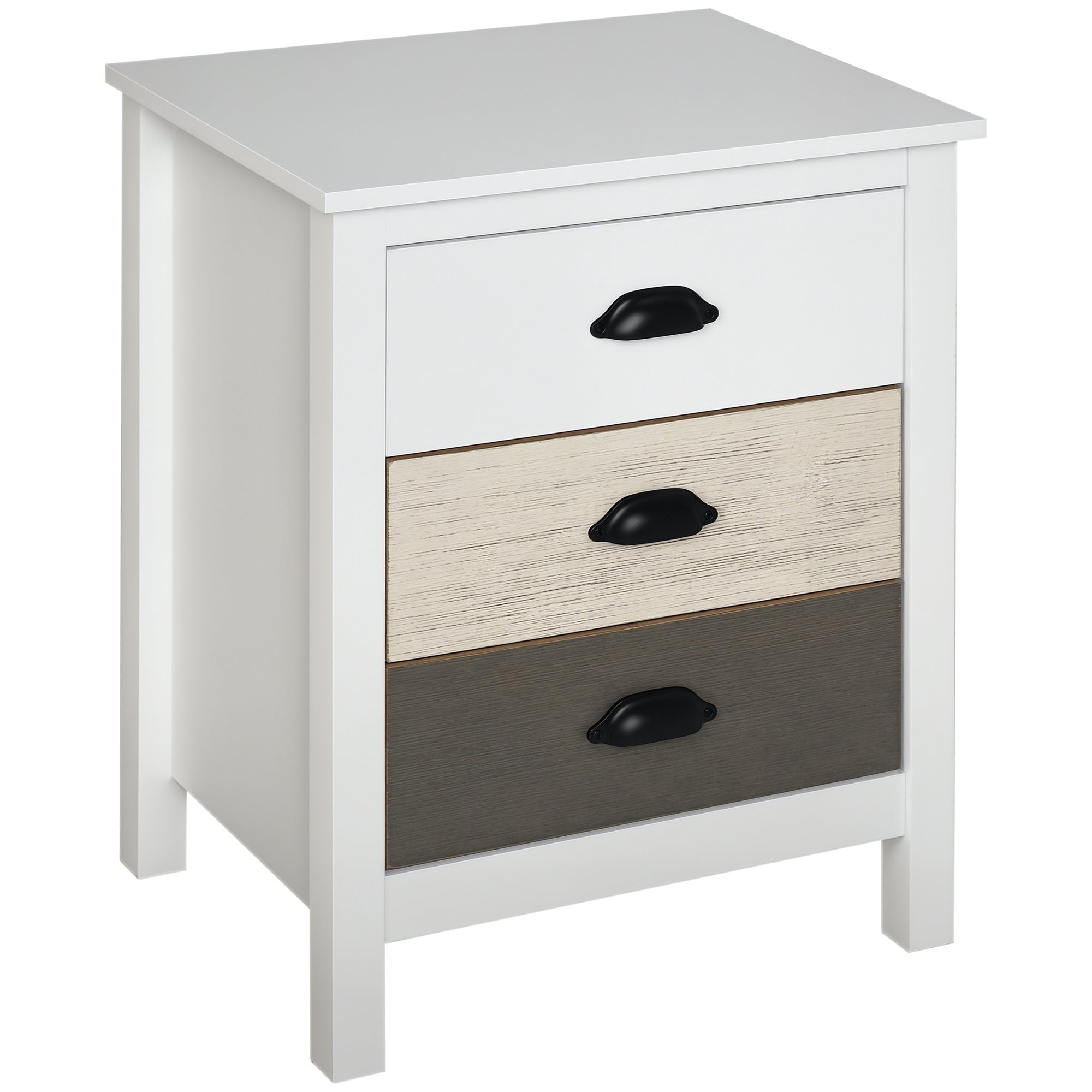 Mesa de Cabeceira Moderna 3 Gavetas 50x38x65 cm Multicor